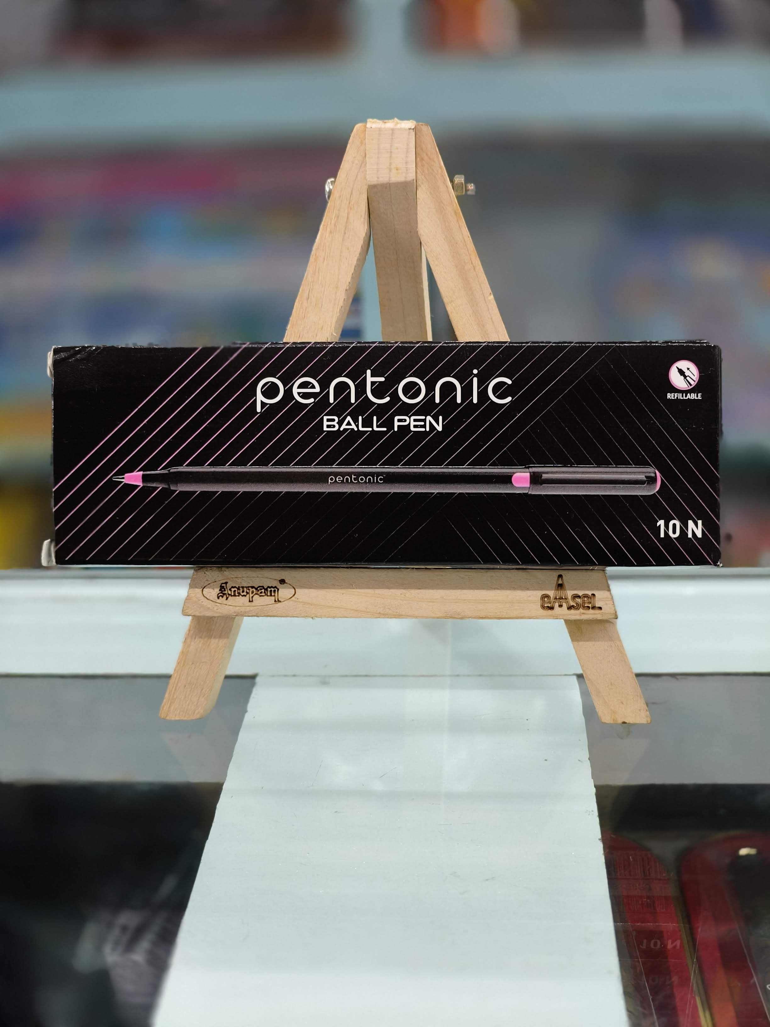 Pentonic 0.7 mm Ball Pen Blister Pack | Black Body | Pink Ink | Set of 10 Pens