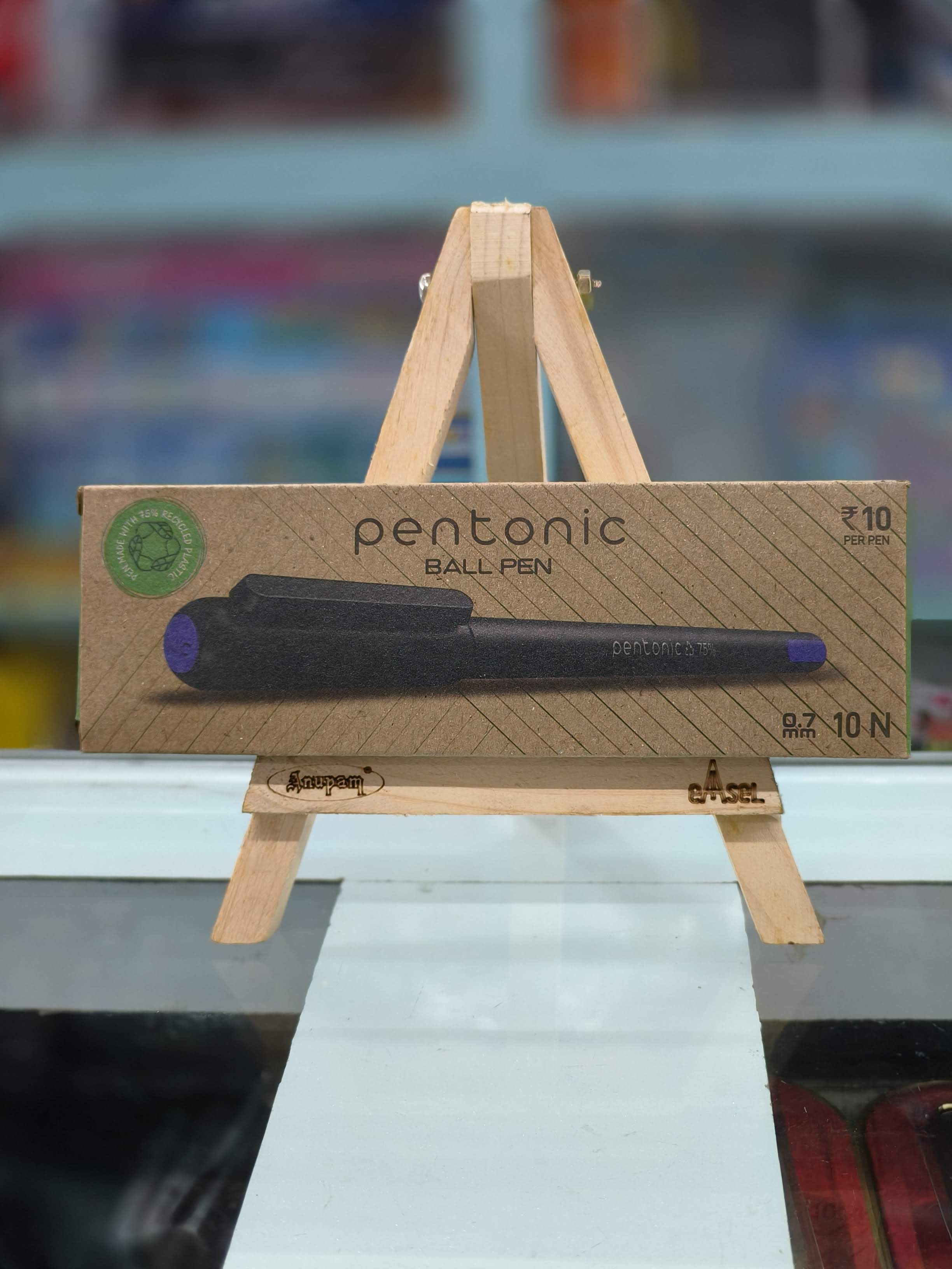 Pentonic 0.7 mm Ball Pen Blister Pack | Black Body | Pink Ink | Set of 10 Pens