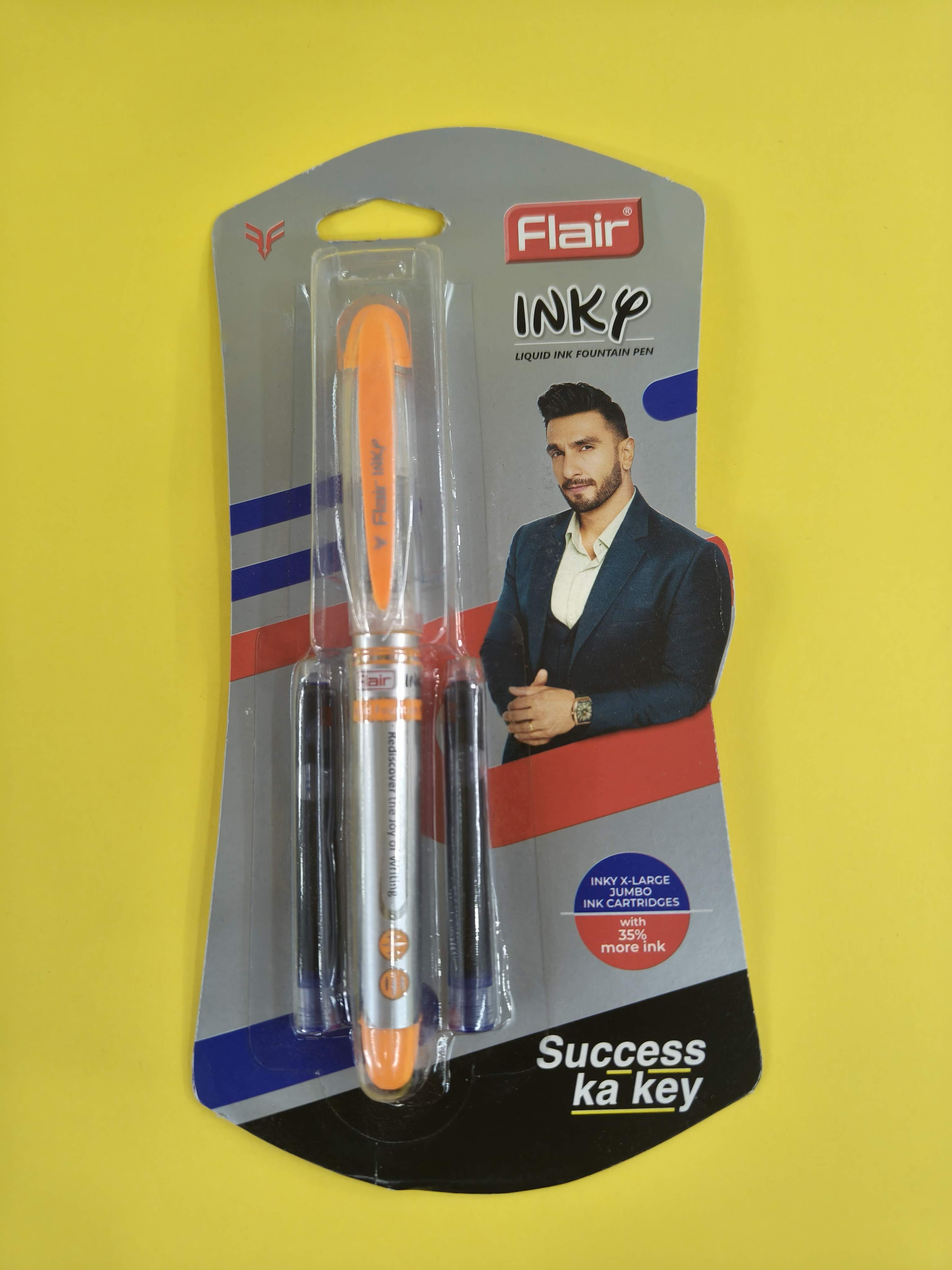 Flair Inky Liquid Ink Fountain Pen & 2 Pieces Inky X-Large Jumbo Ink Cartridge (Pack of 2)