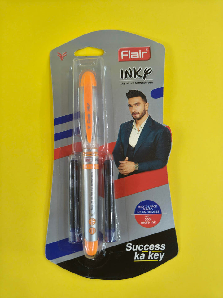 Flair Inky Liquid Ink Fountain Pen & 2 Pieces Inky X-Large Jumbo Ink Cartridge (Pack of 2)
