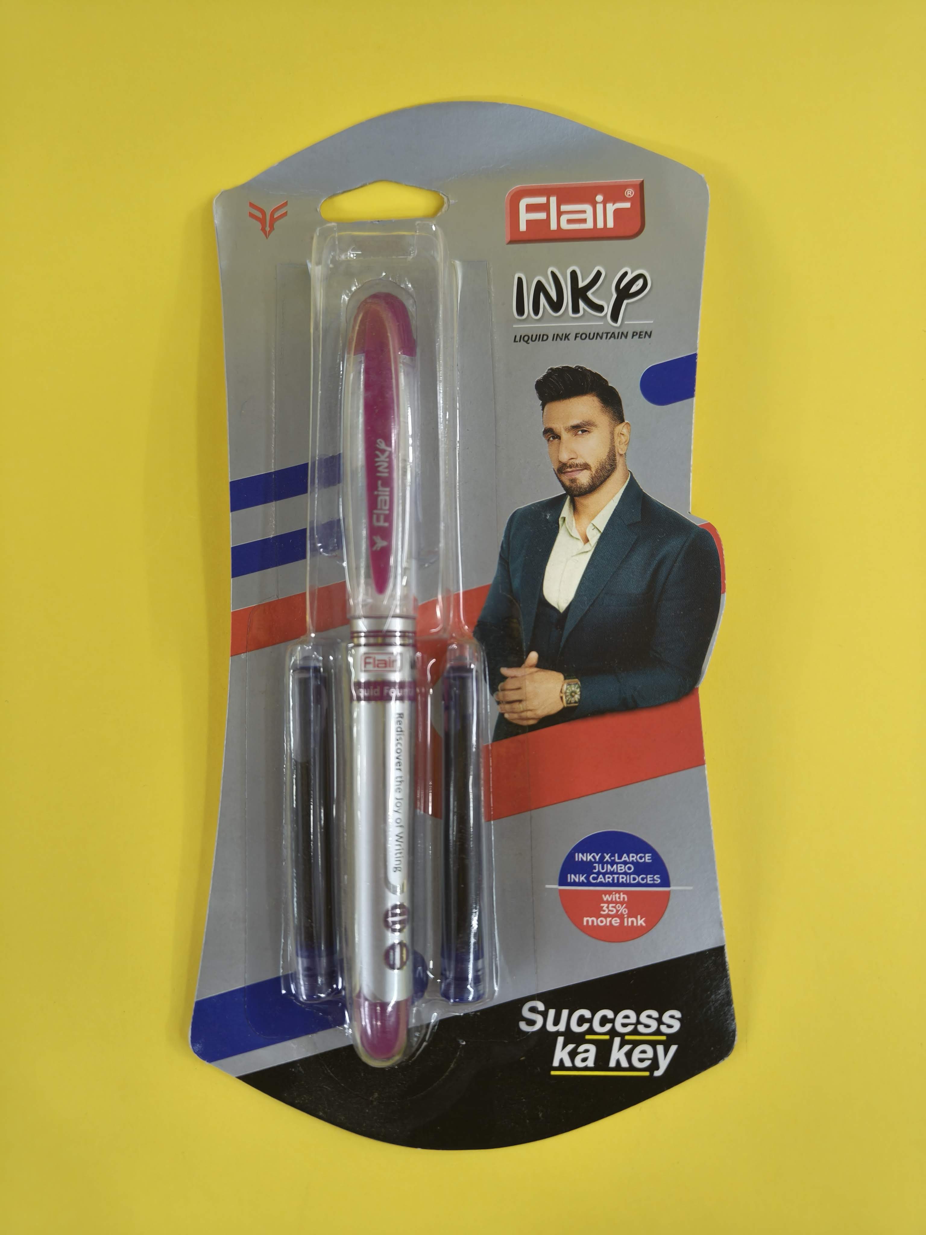 Flair Inky Liquid Ink Fountain Pen & 2 Pieces Inky X-Large Jumbo Ink Cartridge (Pack of 2)