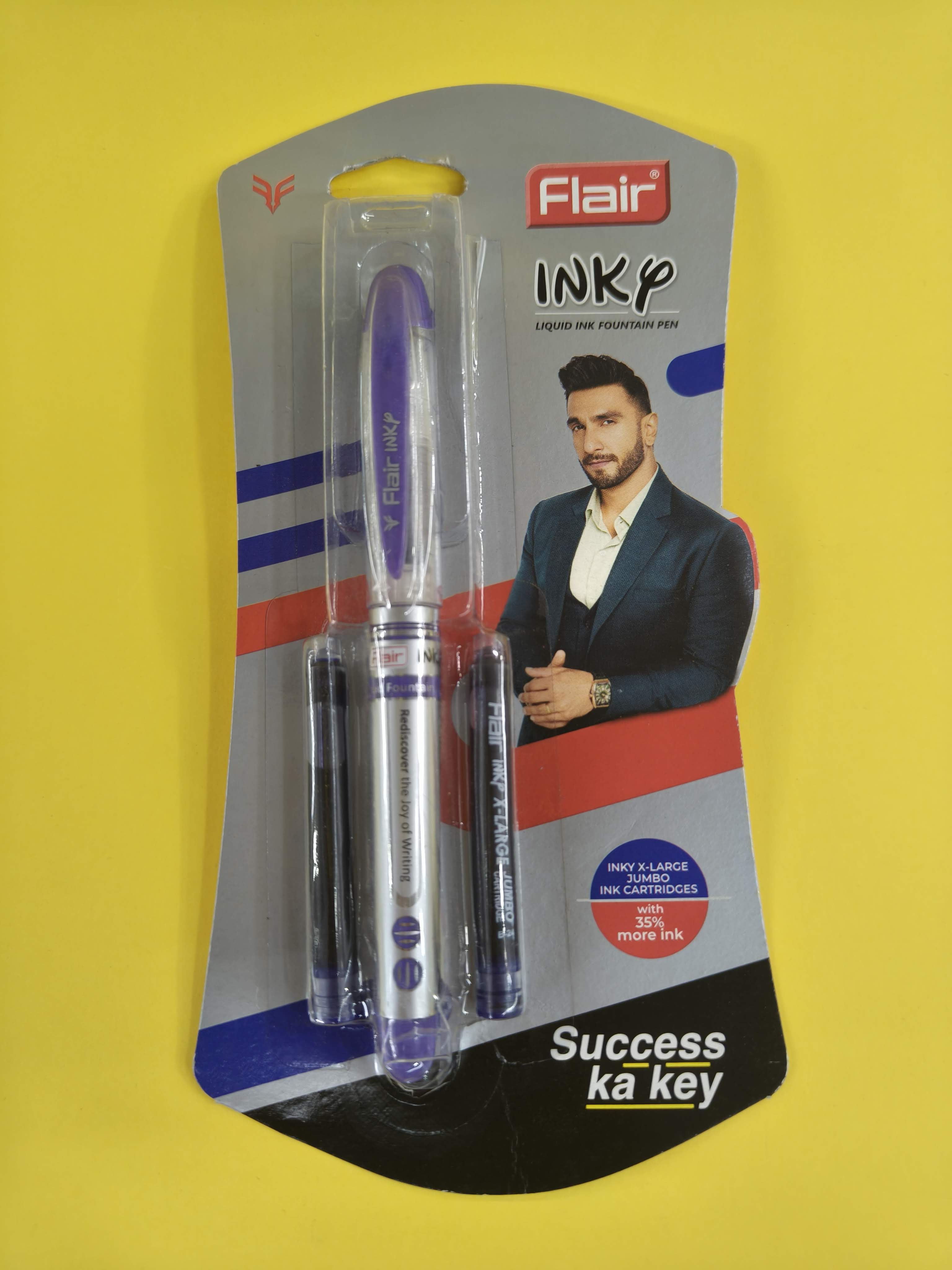 Flair Inky Liquid Ink Fountain Pen & 2 Pieces Inky X-Large Jumbo Ink Cartridge (Pack of 2)