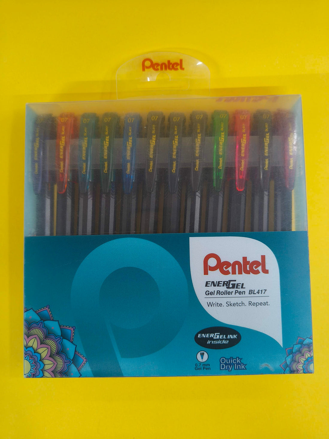 Pentel Energel 0.7mm Metal Tip Roller Gel Pen Set - Pack of 12 (Multicolour)