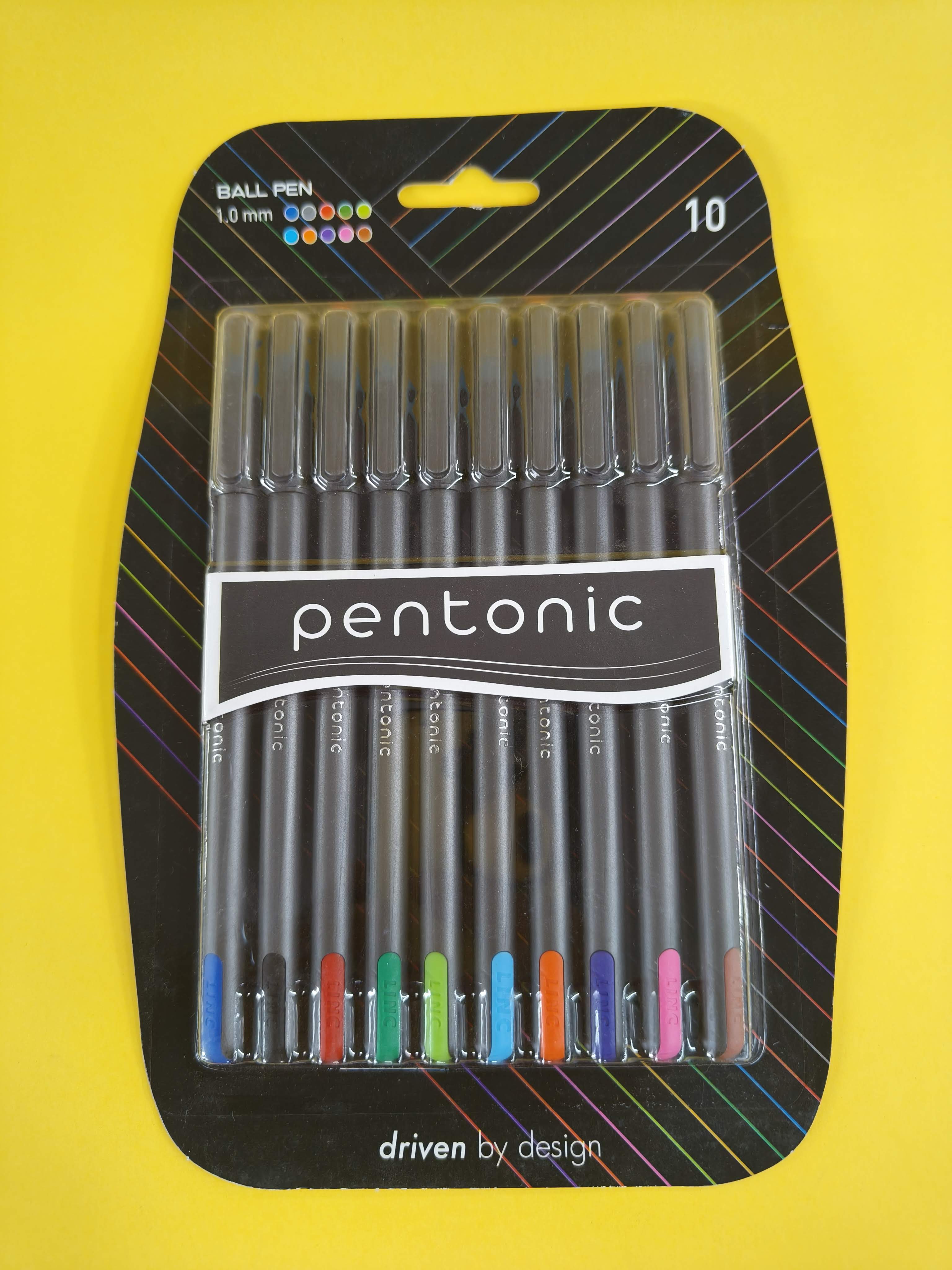 Pentonic Premium Ball Point Pen - 0.7 mm 10 Colour Pens Set