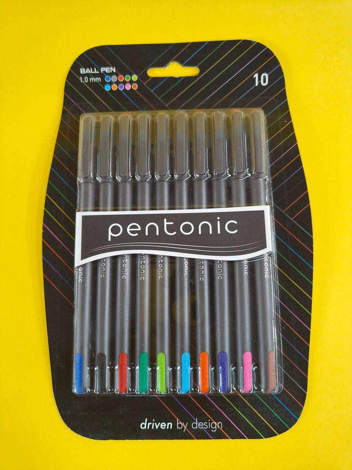 Pentonic Premium Ball Point Pen - 0.7 mm 10 Colour Pens Set