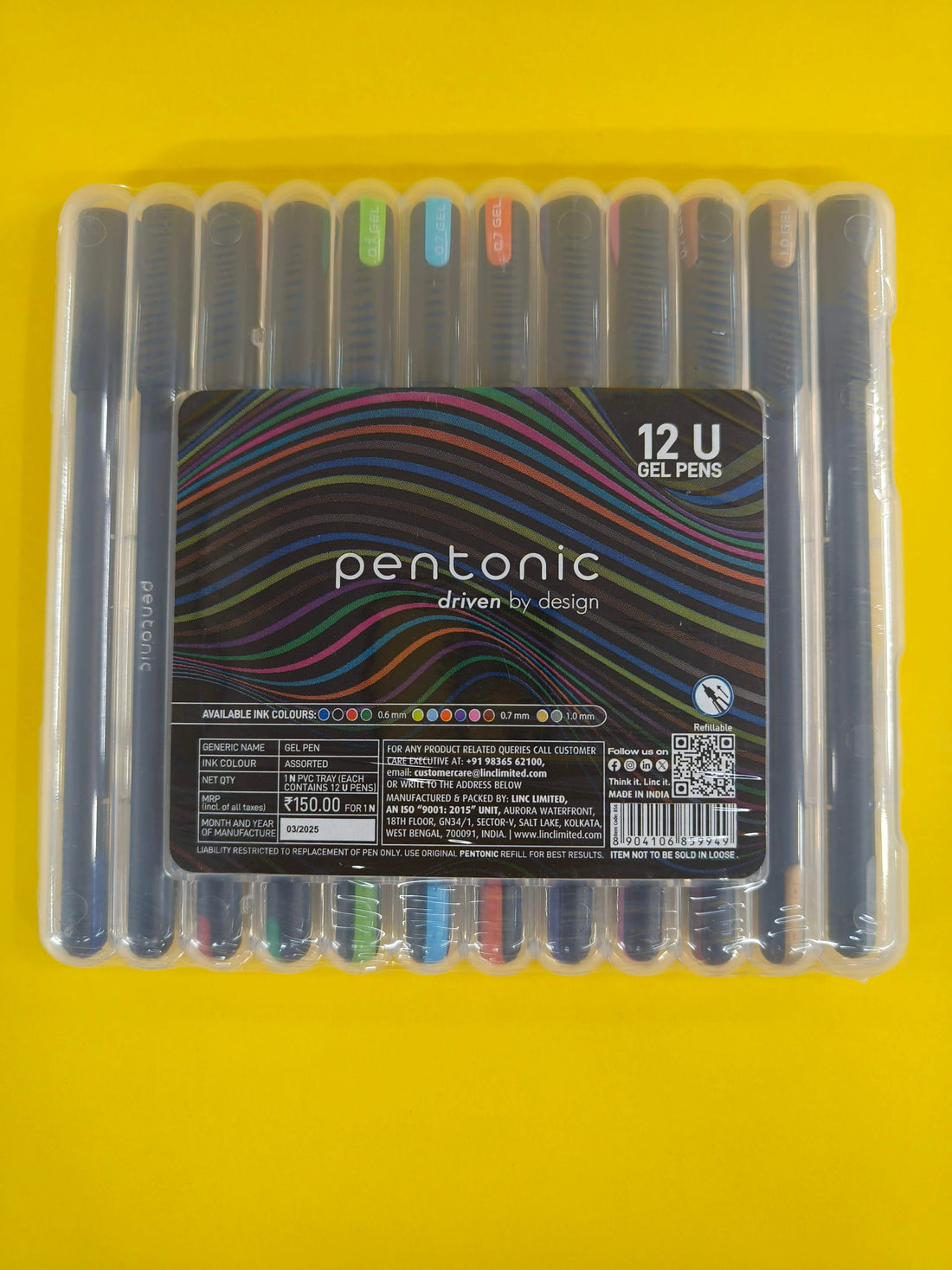 Pentonic Multicolor Gel Pen With Hard Box Case (0.6 mm, 12 Pcs Set), Pack Of 1