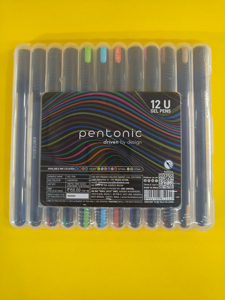Pentonic Multicolor Gel Pen With Hard Box Case (0.6 mm, 12 Pcs Set), Pack Of 1