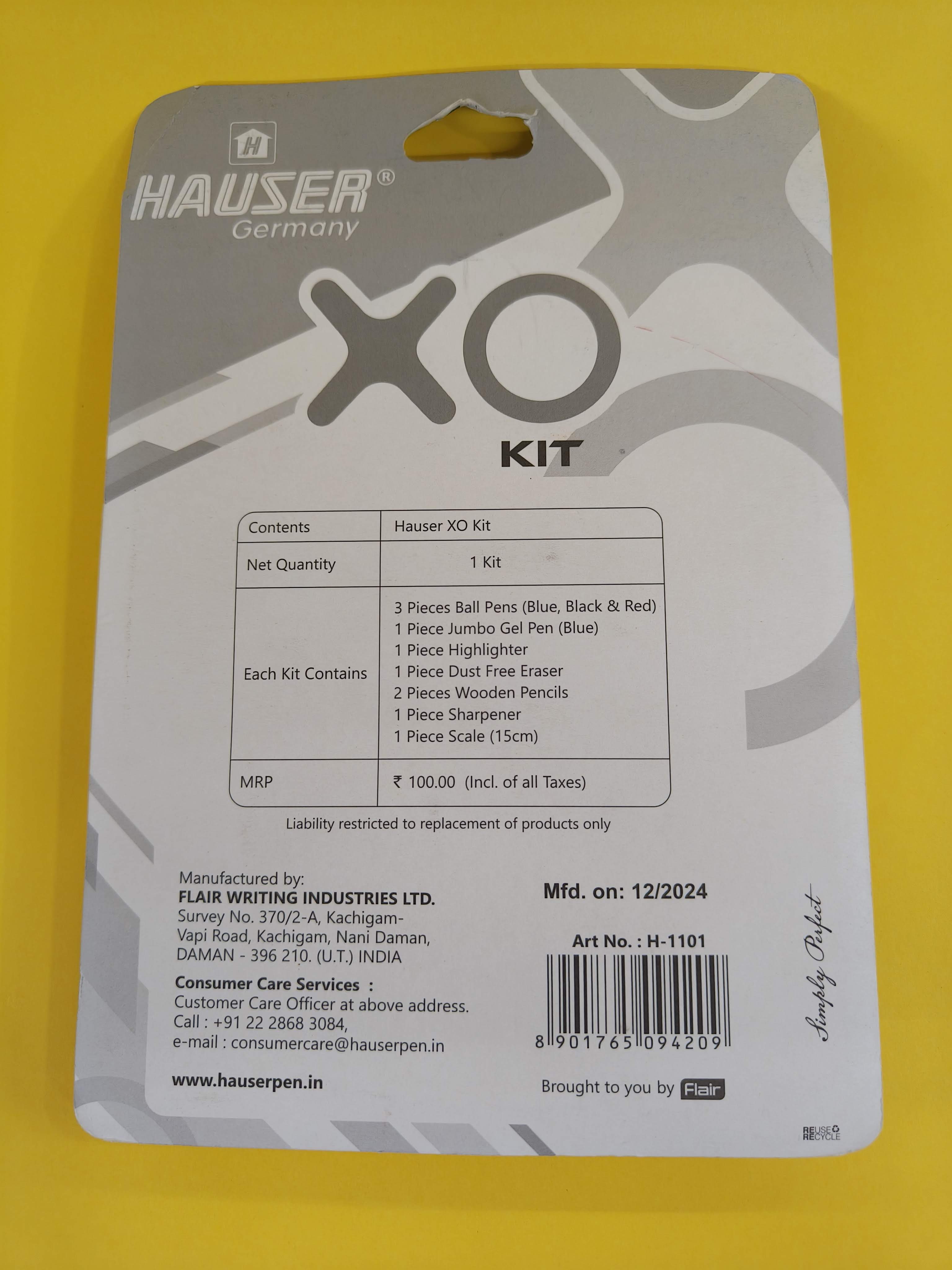 Hauser XO Writing Stationery Kit | A Complete Writing Kit | Gift Set for Kids Students & Office | Combination Set of 10