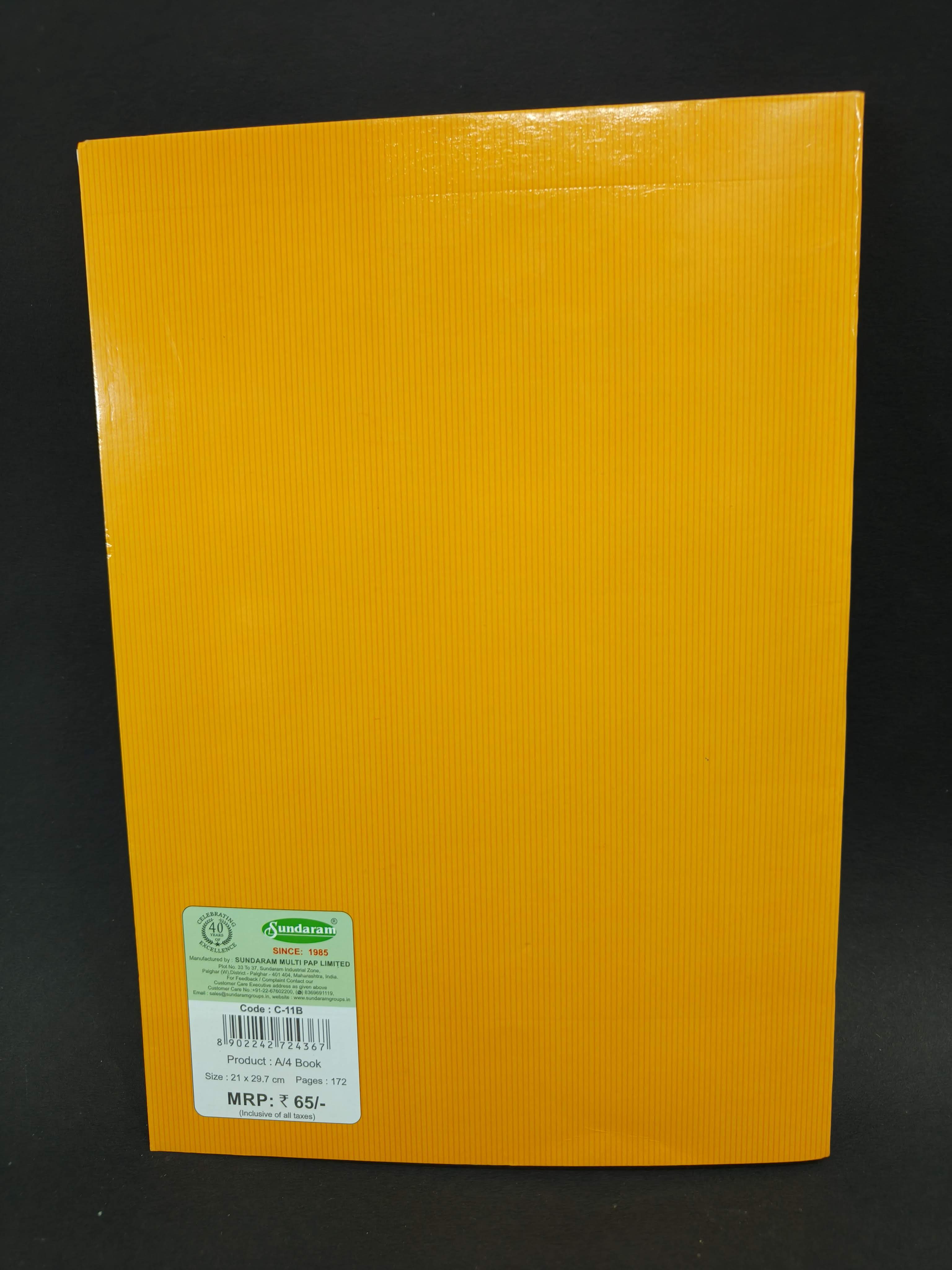 172 Pages A4 Sundaram Brown Long Book | A4 Brown Long Book | Soft Bound | 172 Pages | 21 x 29.7 cm | Single Line | Pack of 6