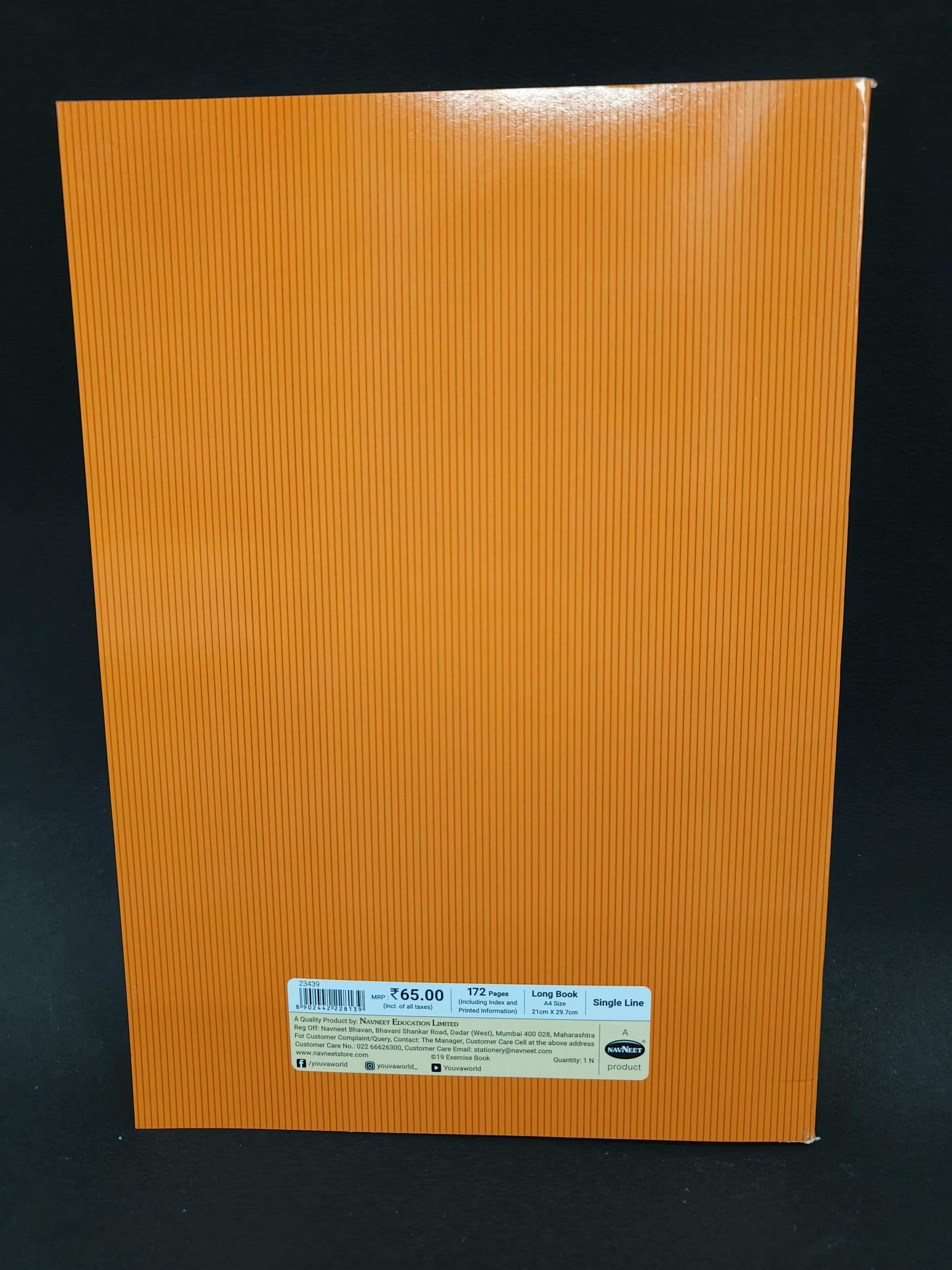 172 Pages A4 YOUVA Navneet Brown Note Book | A4 Long Book – Brown Cover | 21x29.7 cm | Single Line | 172 Pages | Pack of 6