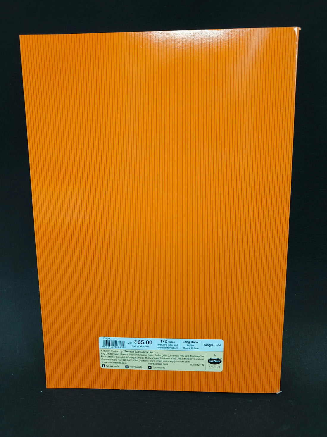 172 Pages A4 YOUVA Navneet Brown Note Book | A4 Long Book – Brown Cover | 21x29.7 cm | Single Line | 172 Pages | Pack of 6