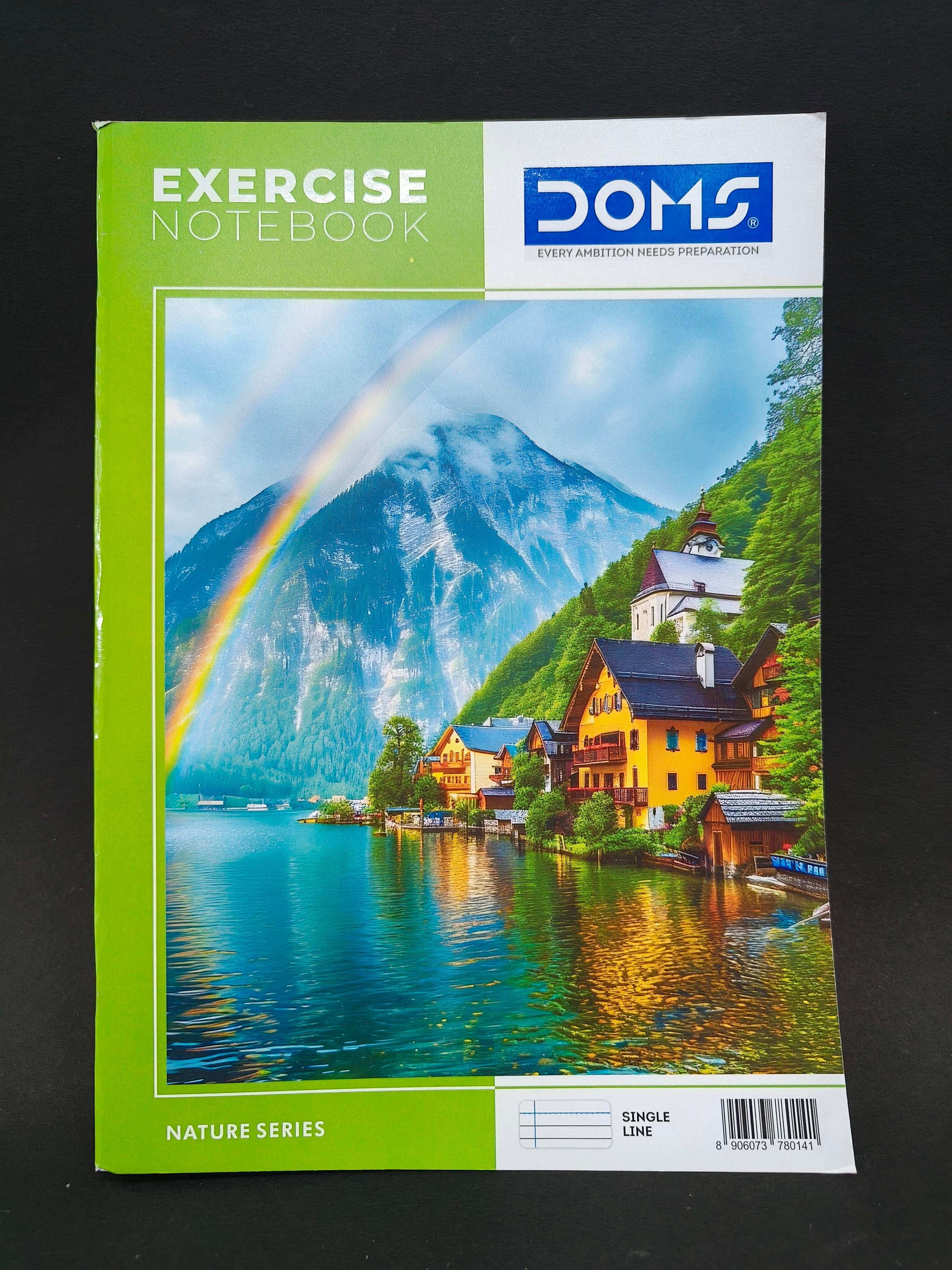 DOMS Single Line Notebook | A4 Nature Series| 29.7 X 21 cm| Soft cover pinning Binding | 172 Pages | For Students In School & Colleges | (Pack of 6)