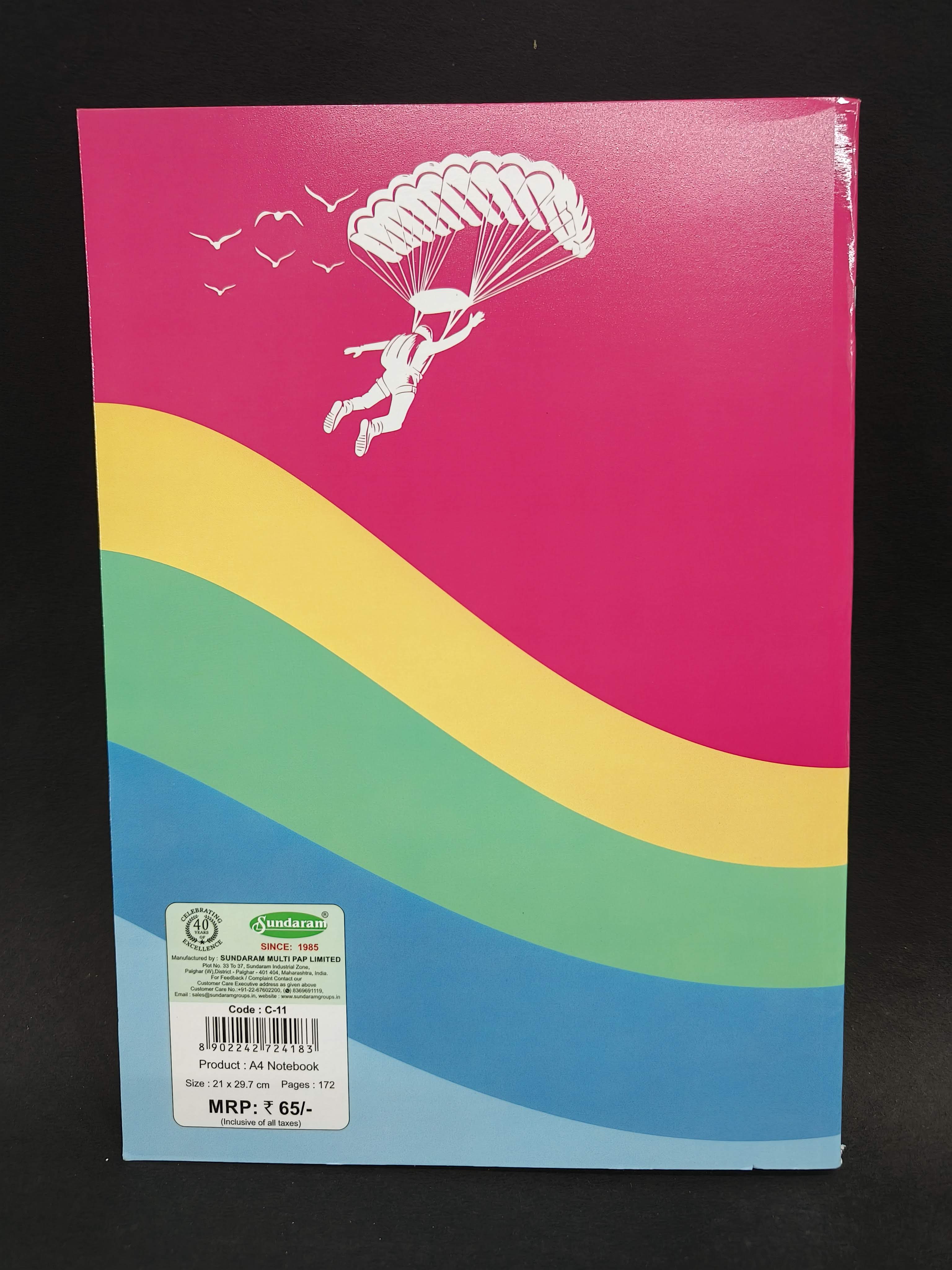 Sundaram | A4 Long Book | Soft Bound | 172 Pages | 21 x 29.7 cm | Single Line | Pack of 6