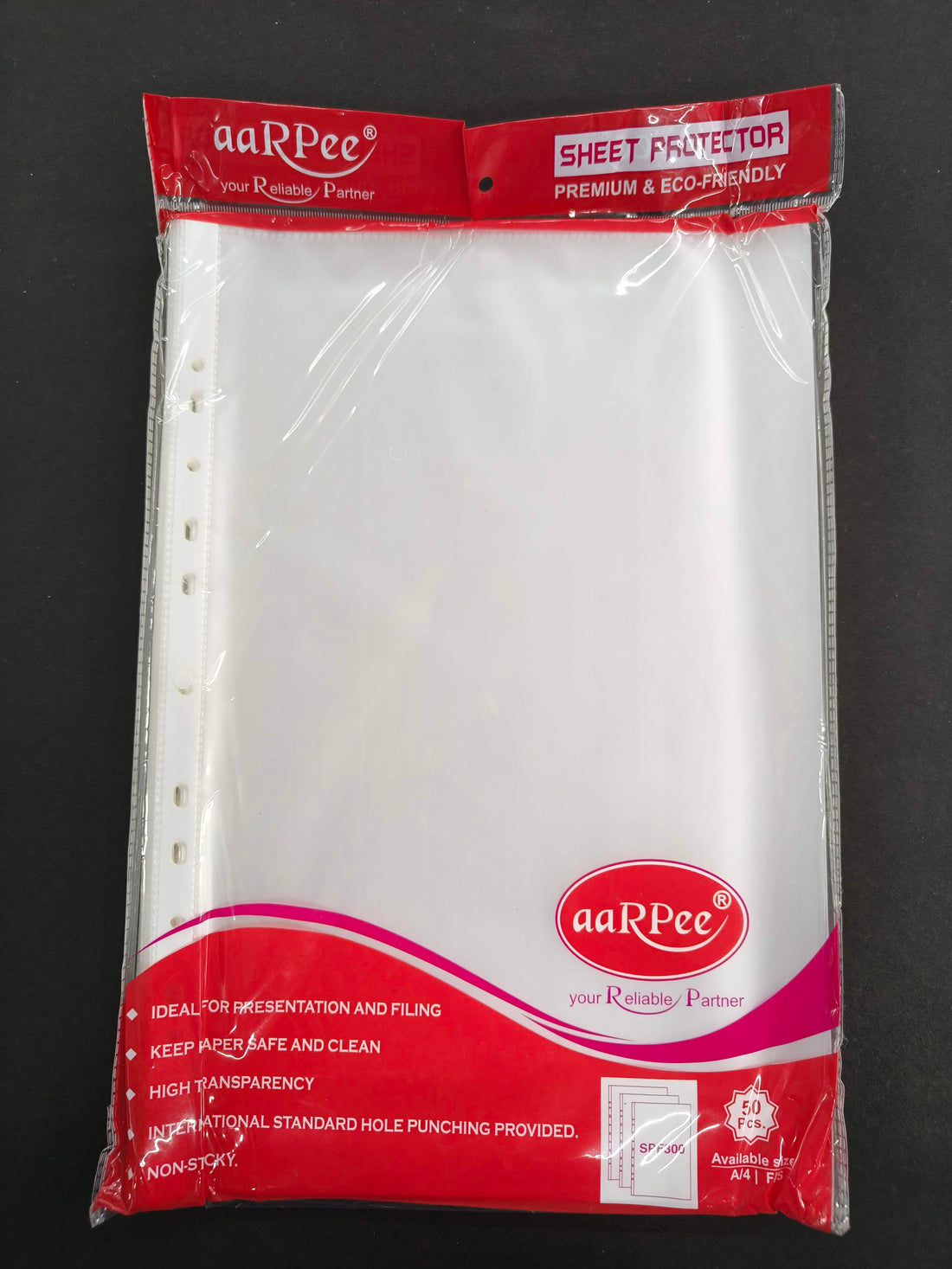 aaRPee Sheet Protector | Multipurpose File Folder | Legal / A4 Size | 300 Micron Thickness | Transparent Document Sleeves with 11 Punch Holes | Pack of 50 Pieces