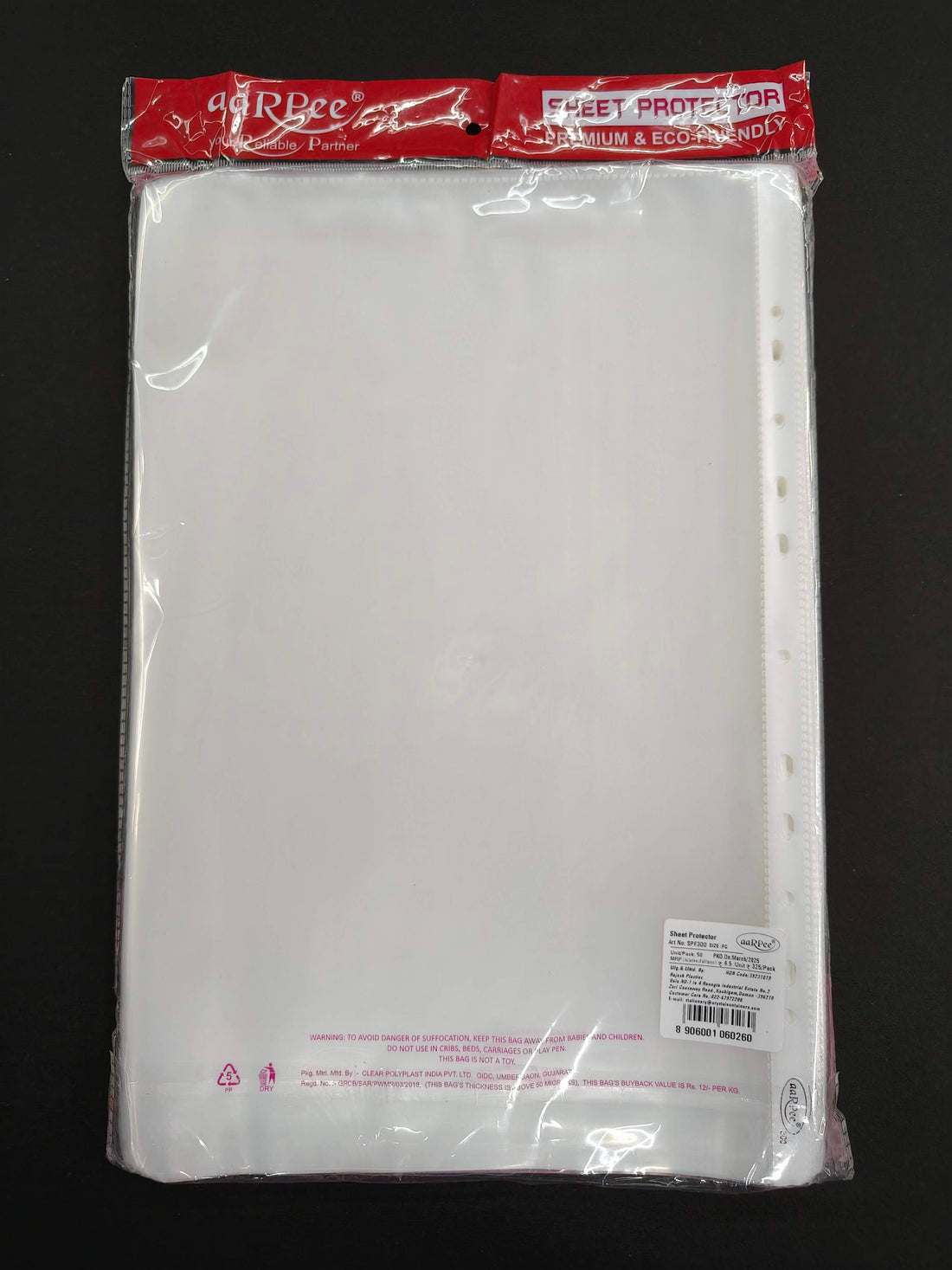 aaRPee Sheet Protector | Multipurpose File Folder | Legal / A4 Size | 300 Micron Thickness | Transparent Document Sleeves with 11 Punch Holes | Pack of 50 Pieces