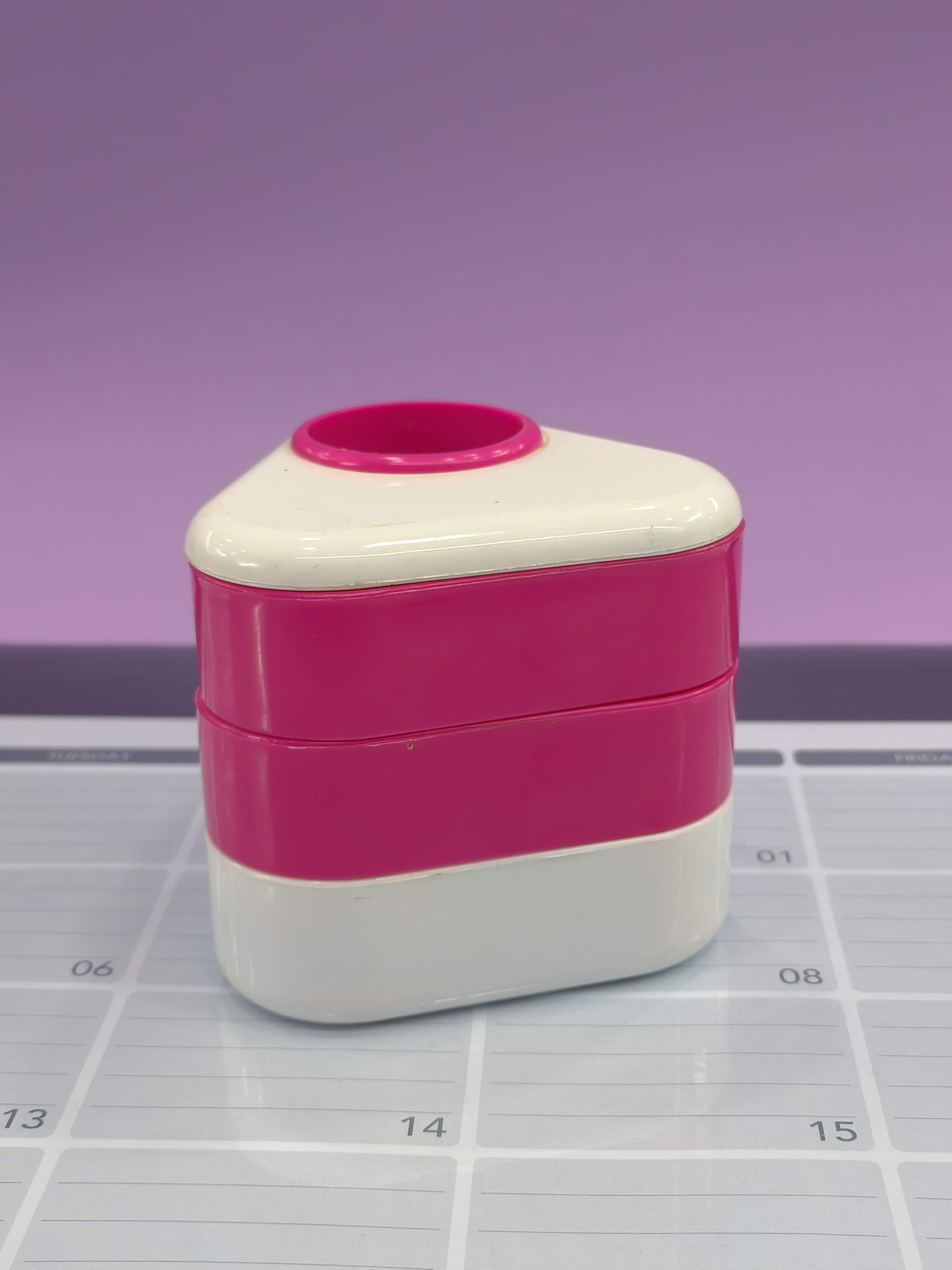 Triangular Rotating Pen Stand | Desk Organizer 3 Compartments Plastic Pen Stand | Plastic Stand for Office Table | Stationary Organizer