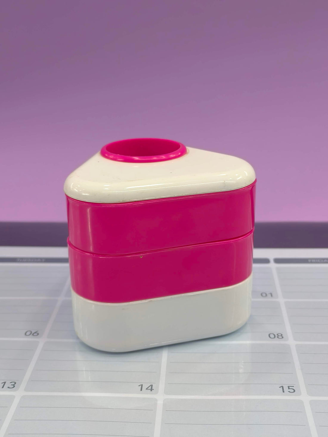 Triangular Rotating Pen Stand | Desk Organizer 3 Compartments Plastic Pen Stand | Plastic Stand for Office Table | Stationary Organizer