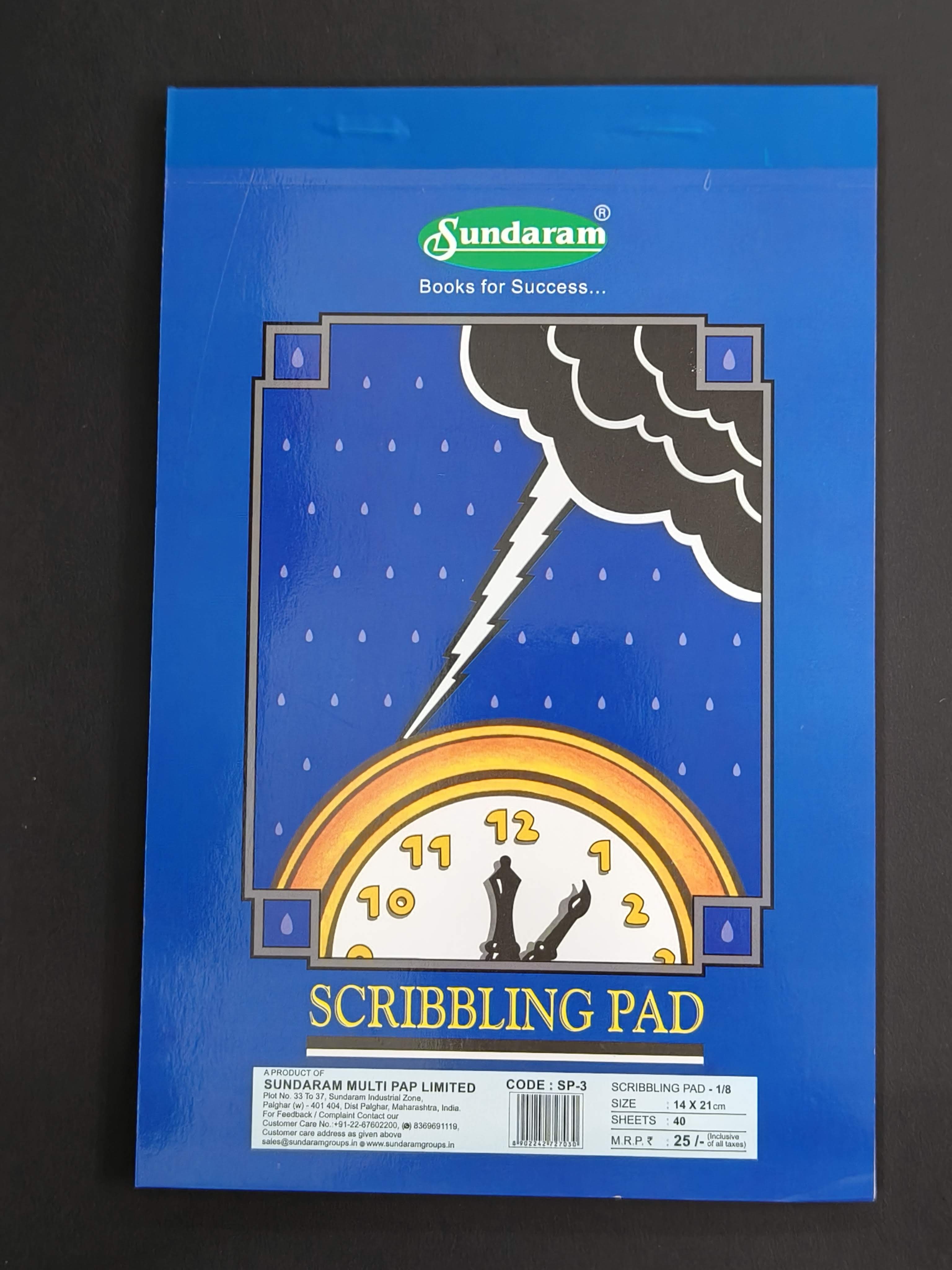 Sundaram SP-3 Scribbling Pad 1/8-40 Sheets - Pack of 12 Pcs
