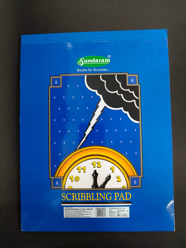 Sundaram | Scribbling Pad 1/4-40 Sheets | 80 Pages | 21.5 x 28.5 cm | Pack of 6