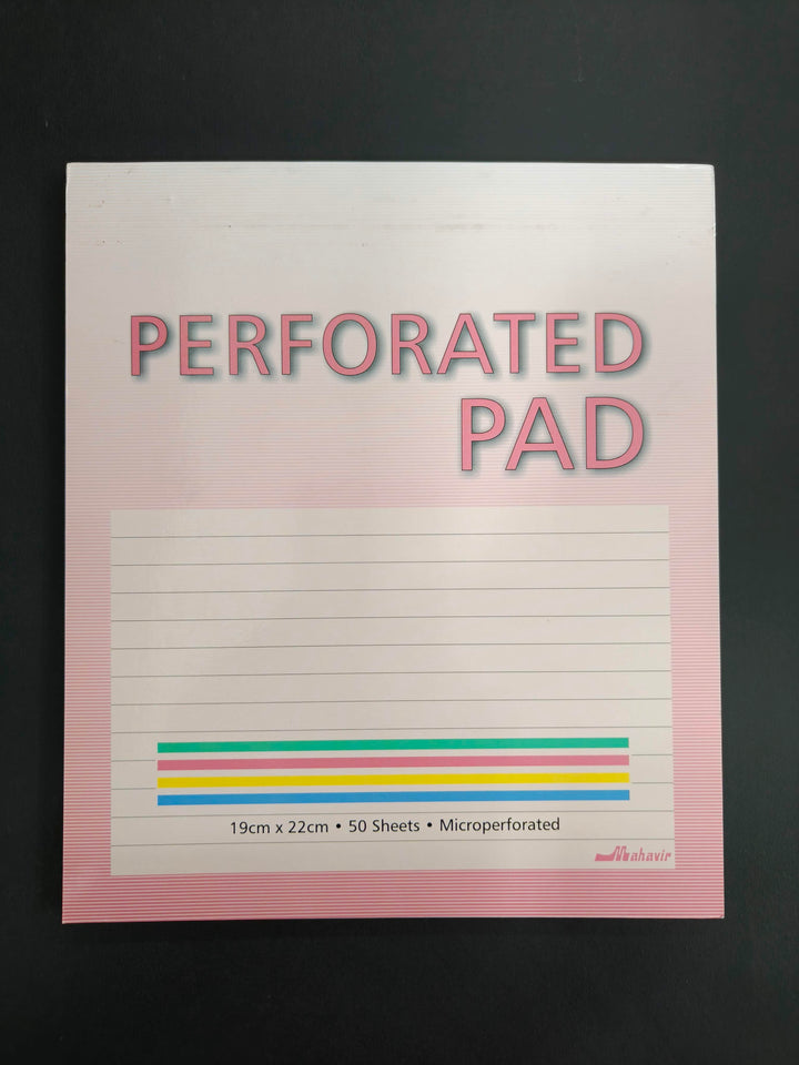 Mahavir Writing Pad 19x22 cm Ruled Paper | 50 Sheets Notepads | Micro Perforated Notebook with Strong Rorust Material Back Board for School, College, Office, Business  (Pack of 3)