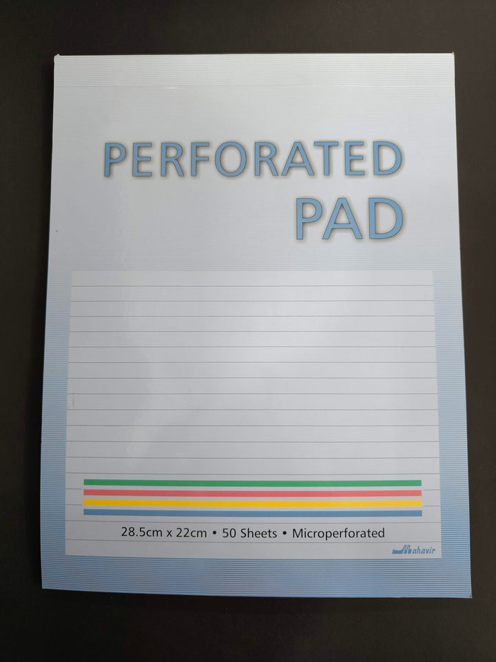 Mahavir Writing Pad 28.5x22 cm Ruled Paper | 50 Sheets Notepads | Micro Perforated Notebook with Strong Rorust Material Back Board for School, College, Office, Business  (Pack of 3)