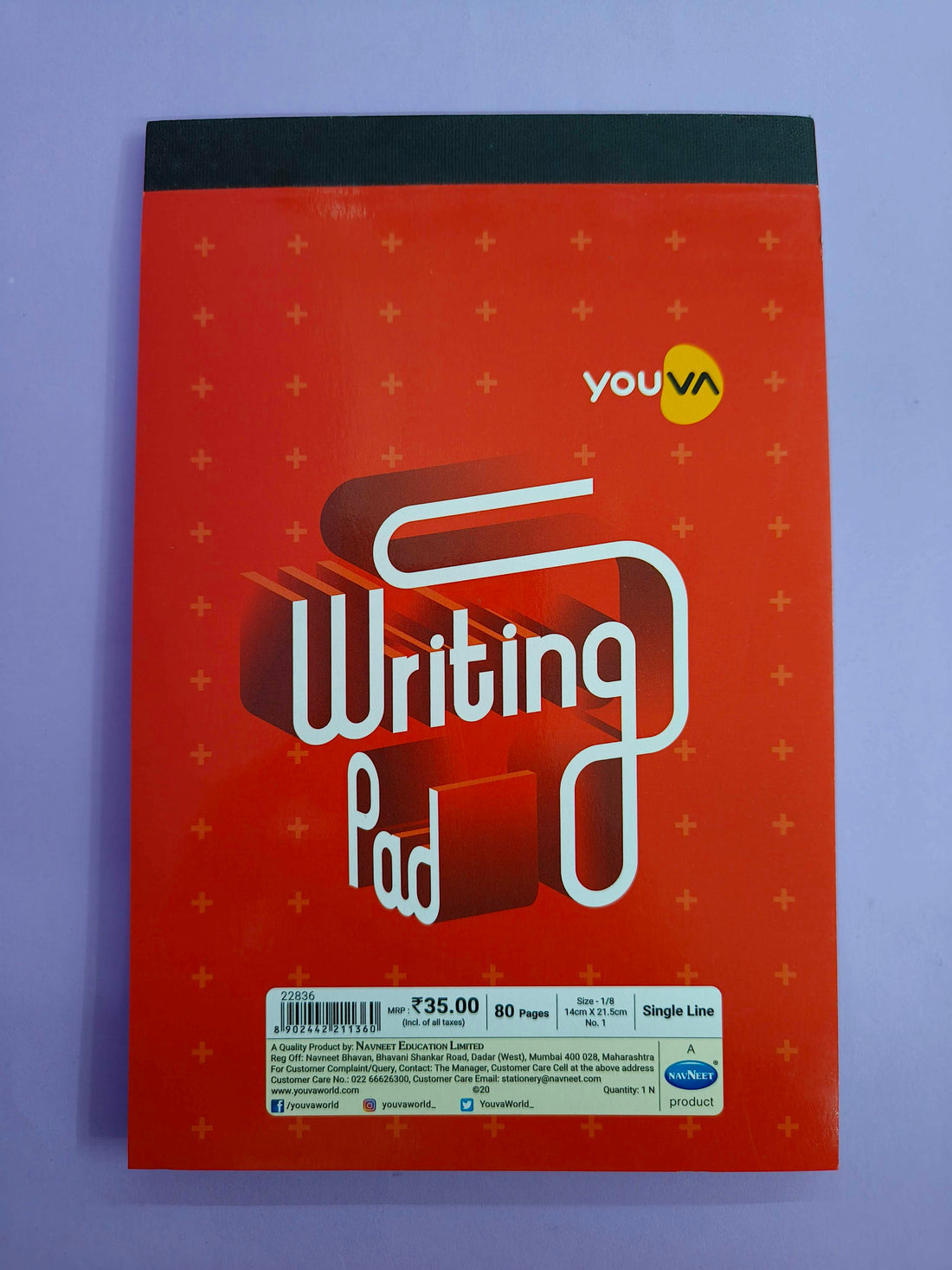 YOUVA Navneet Patti Bound Writing Pad | Compact Notebook | 14 x 21.5 cm | Single Line | 160 Pages | Pack of 6
