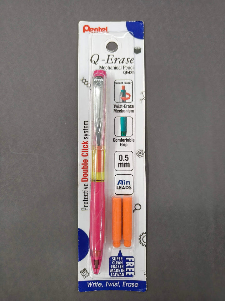 Pentel Q-Erase QE425 Mechanical Pencil | Lead Of Grade HB | Long Lasting Jumbo Eraser With Retractable Mechanism | Ribbed Grip