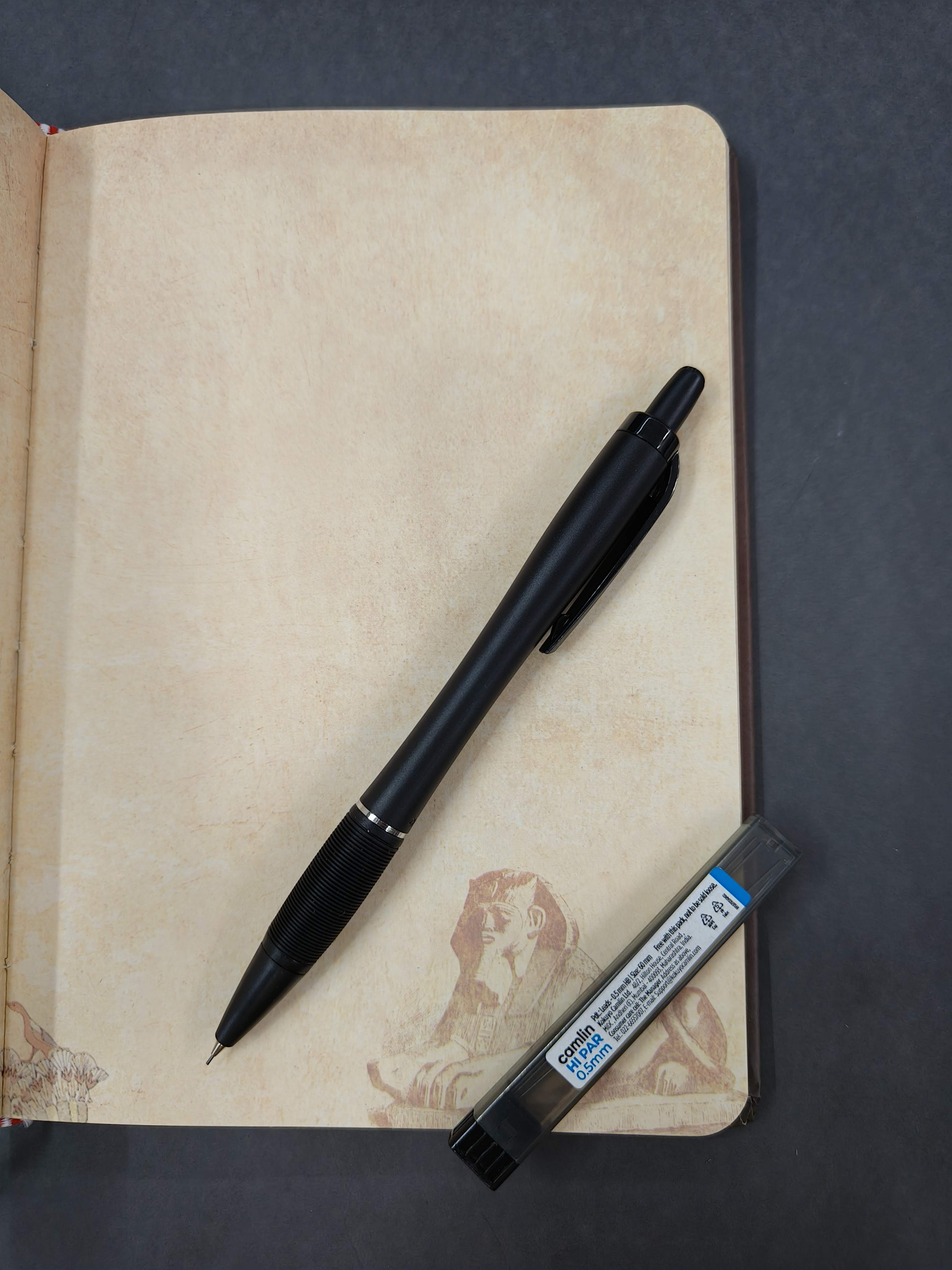 Camlin Grip Pro Mechanical Pencil, 0.5mm Lead Size with 5 Extra Leads Black