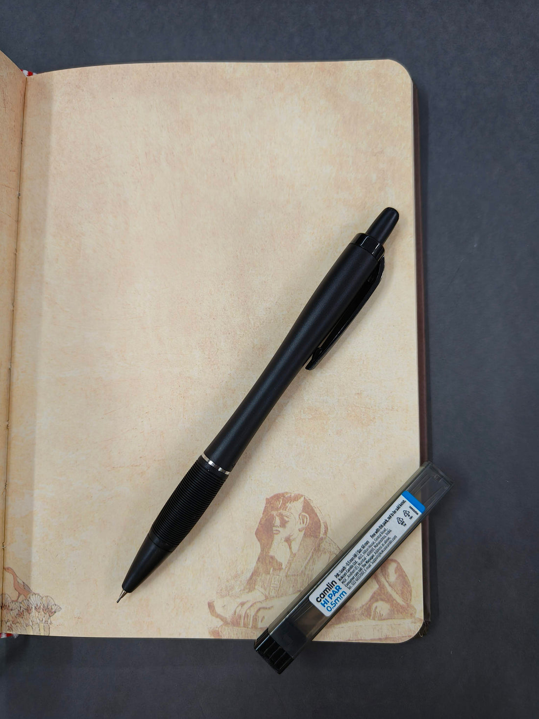 Camlin Grip Pro Mechanical Pencil, 0.5mm Lead Size with 5 Extra Leads Black