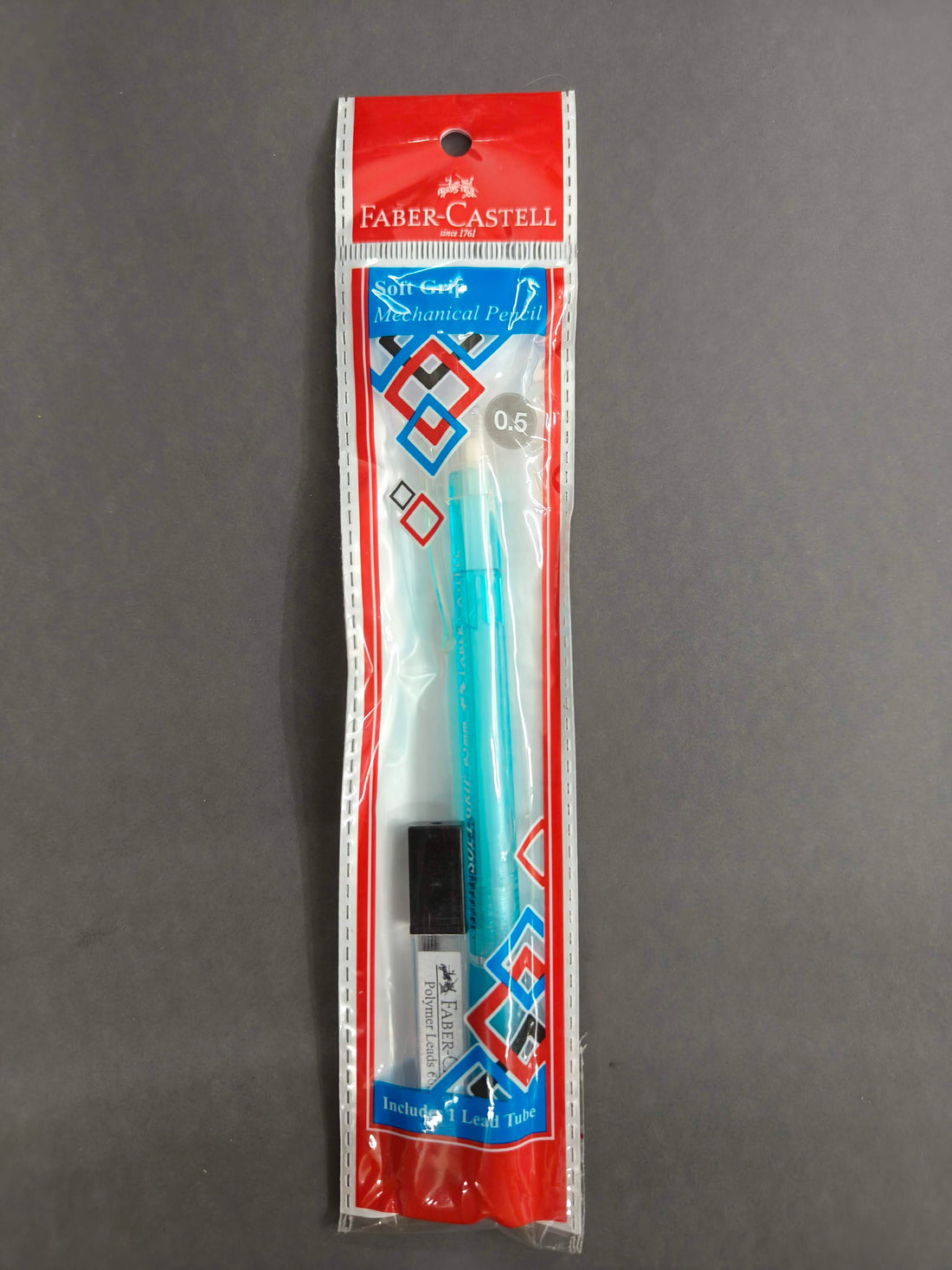 Faber-Castell Soft Grip 0.5 mm Mechanical Pencils | Includes 1 Lead Tube With 5 Leads With Each Black Pencils Pack | Extra Long Twist Eraser | Triangular Barrel For Easy Grip (Assorted Colour)