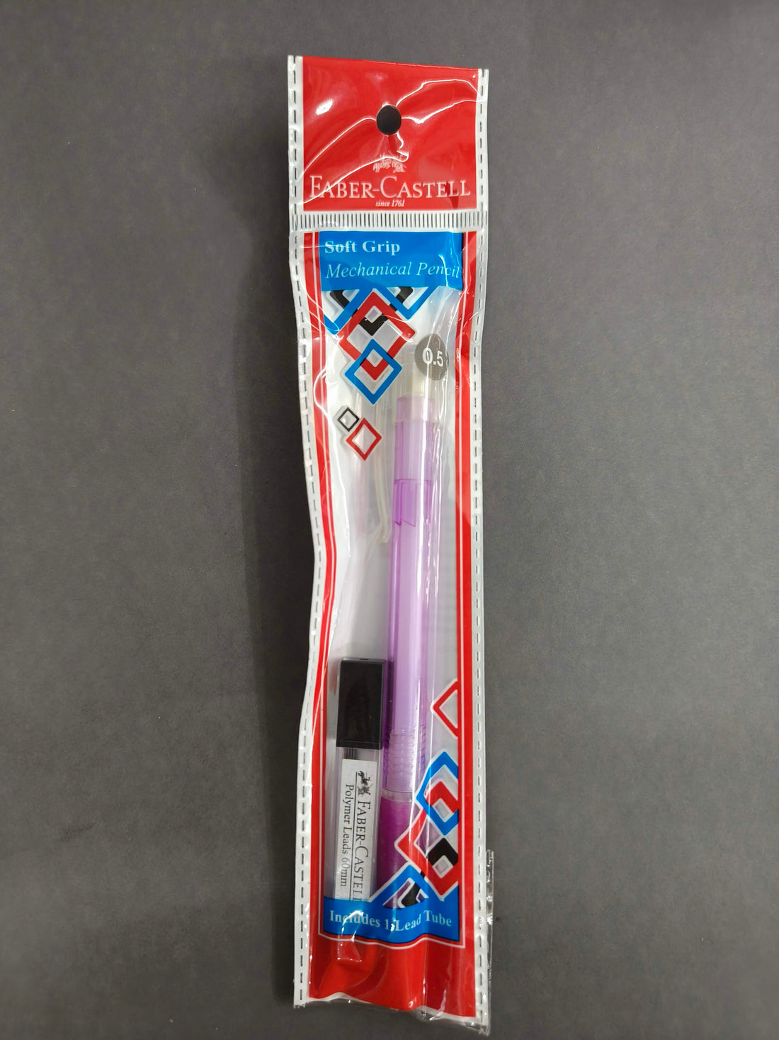 Faber-Castell Soft Grip 0.5 mm Mechanical Pencils | Includes 1 Lead Tube With 5 Leads With Each Black Pencils Pack | Extra Long Twist Eraser | Triangular Barrel For Easy Grip (Assorted Colour)