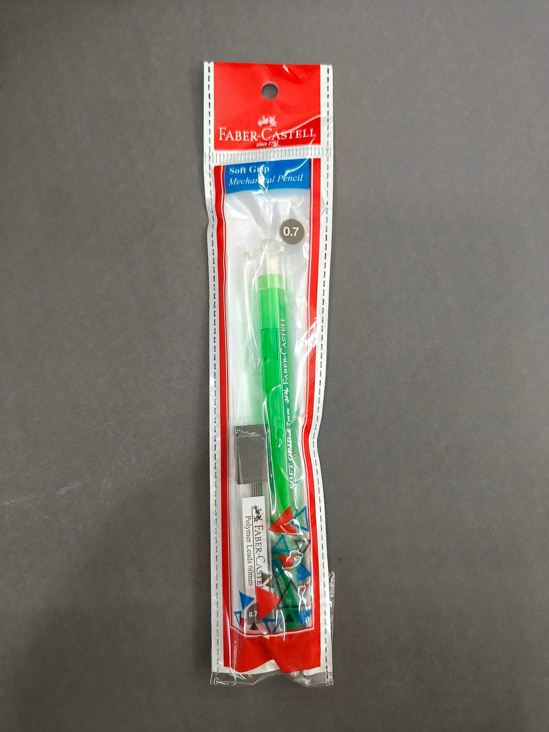 Faber-Castell Soft Grip 0.7 mm Mechanical Pencils | Includes 1 Lead Tube With 5 Leads With Each Black Pencils Pack | Extra Long Twist Eraser | Triangular Barrel For Easy Grip (Assorted Colour)