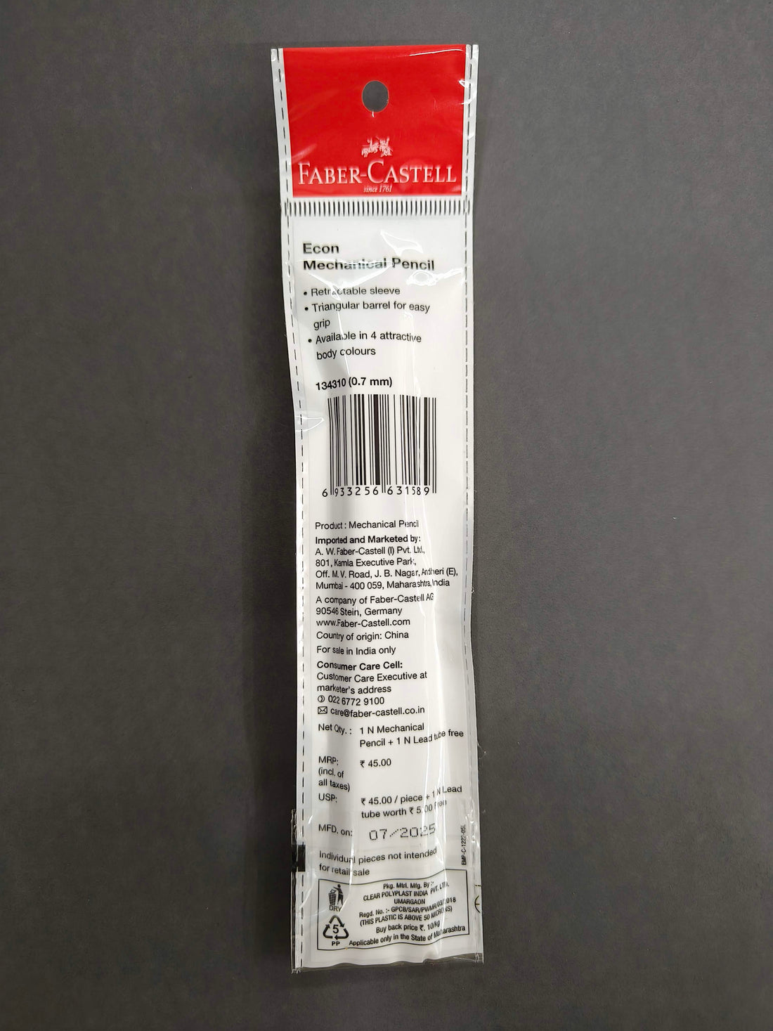 Faber Castell Econ 0.7mm Mechanical Pencil with 5 Lead Tube