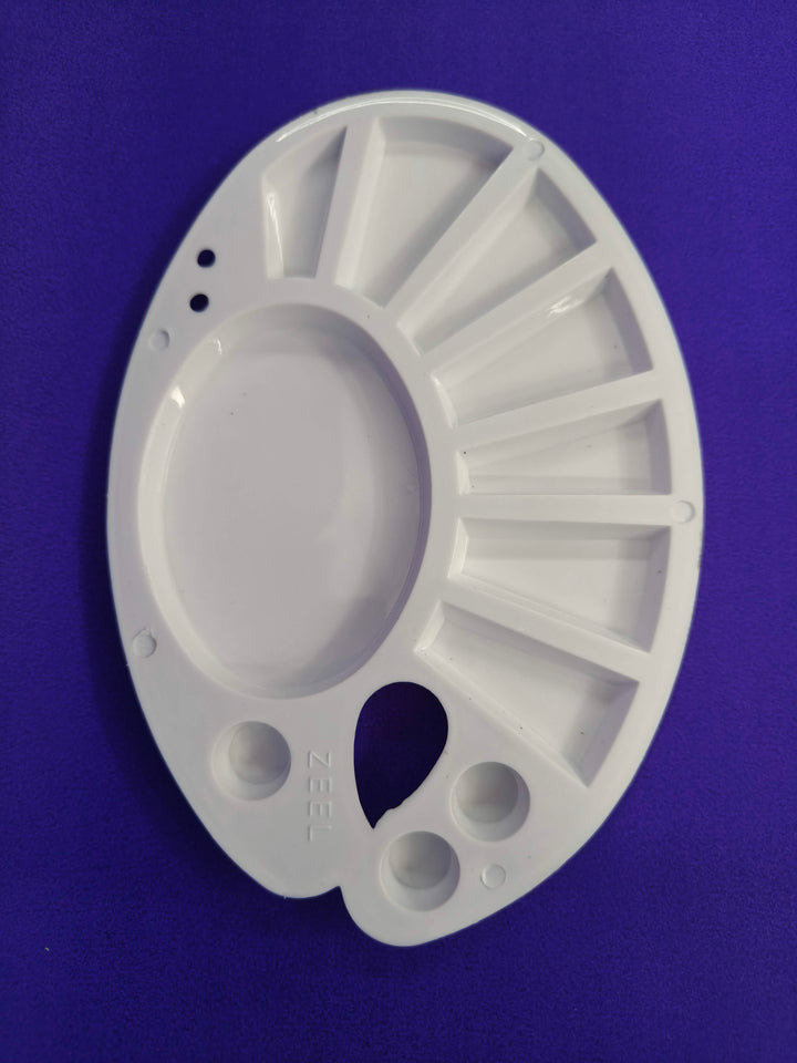 Oval Shape Painting Palette, Color Mixing Pallete, Watercolor Plate, Pallet for Acrylic Paint & Colouring with 10 Compartments for Artist, Kids (Pack of 1)