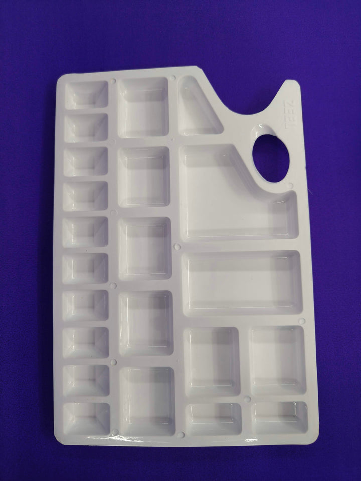 Rectangular Shape Painting Palette, Color Mixing Pallete, Watercolor Plate, Pallet for Acrylic Paint & Colouring with 22 Compartments for Artist, Kids (Pack of 1)