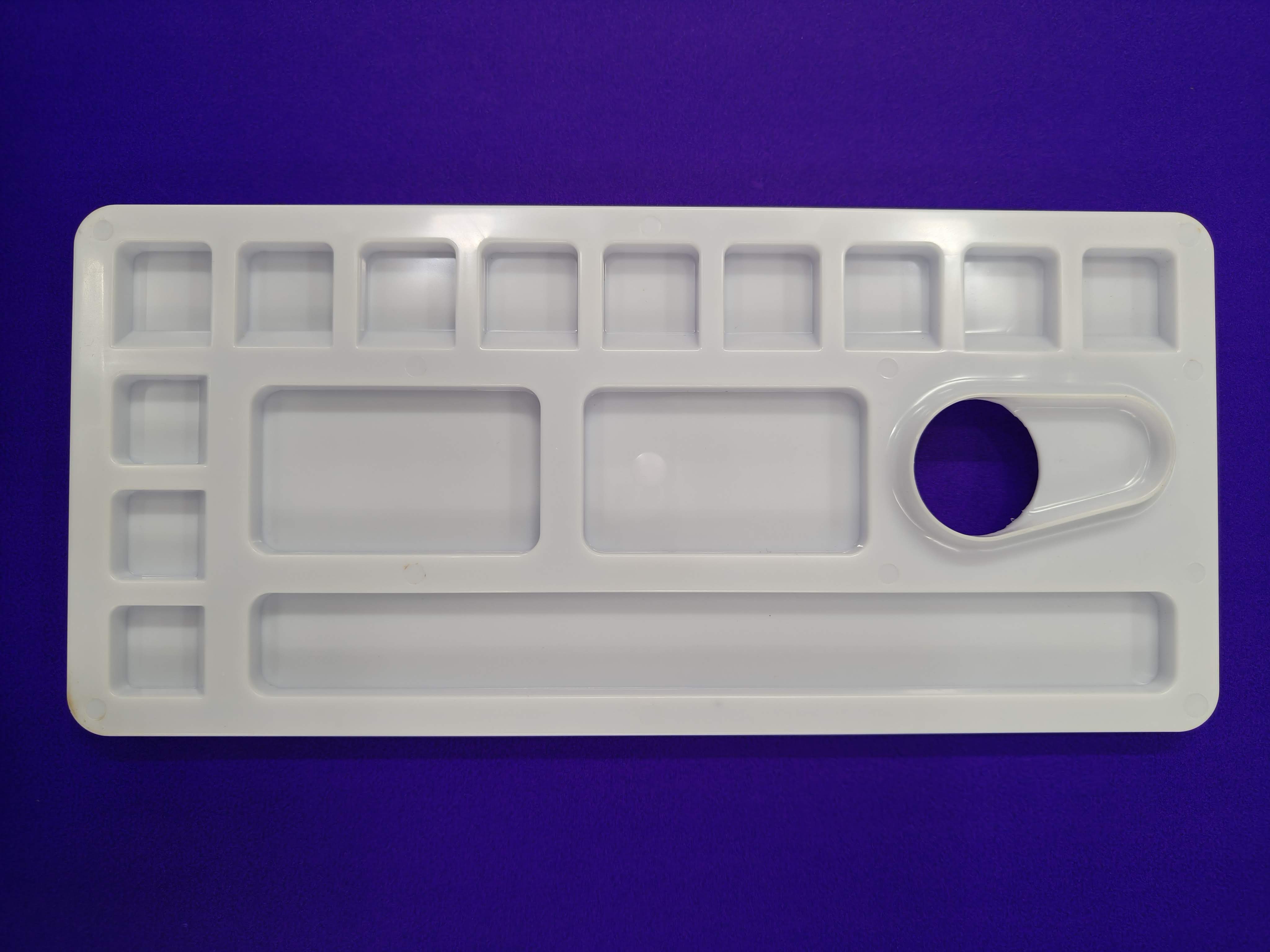 Rectangular Shape Painting Palette, Color Mixing Pallete, Watercolor Plate, Pallet for Acrylic Paint & Colouring with 15 Compartments and 1 Water Holding Compartmentfor Artist, Kids (Pack of 1)
