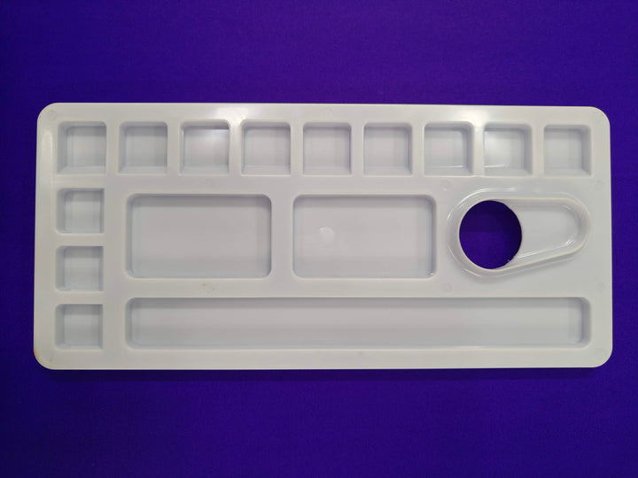 Rectangular Shape Painting Palette, Color Mixing Pallete, Watercolor Plate, Pallet for Acrylic Paint & Colouring with 15 Compartments and 1 Water Holding Compartmentfor Artist, Kids (Pack of 1)