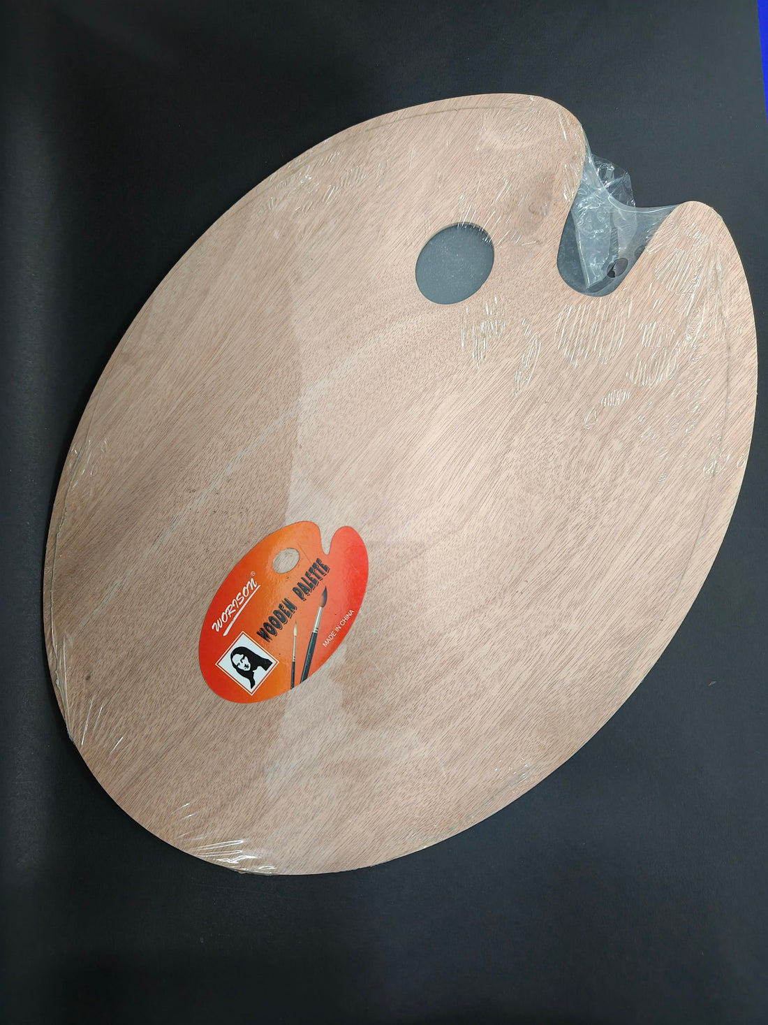 Kidney Shaped Plain Wooden Palette | 40 x 30 cm | Comfortable Thumb Grip, Ergonomic Design, Suitable for Watercolour, Oils, Acrylics, Tempera, Poster Paints, Artists, Professional, Ametures