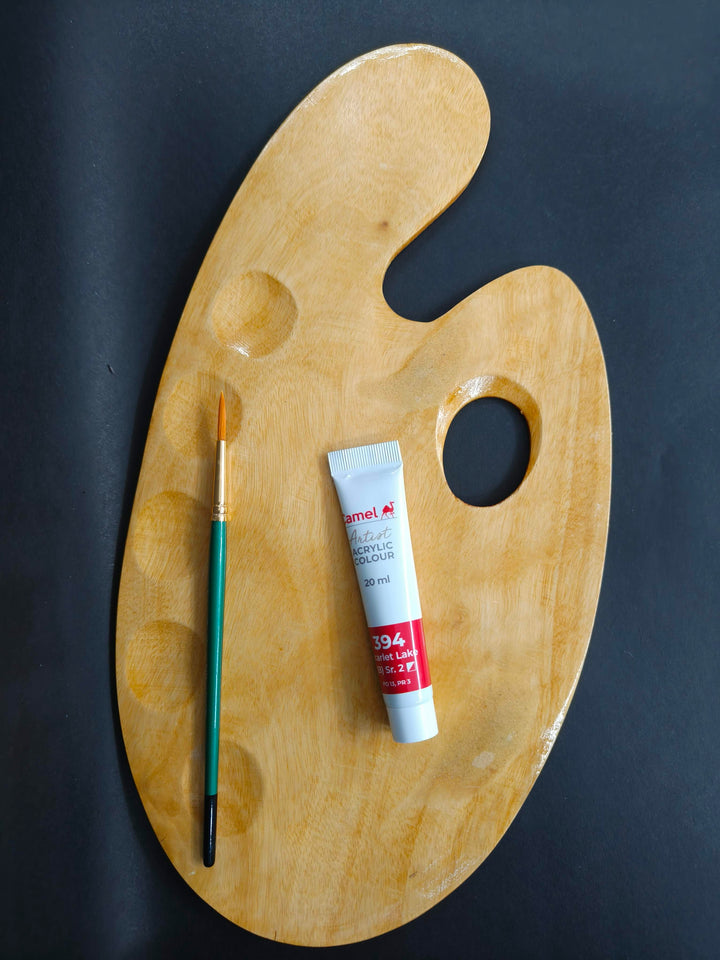 Wooden Painting Palette - 36 x 21 cm Handmade Paint Palette with Thumb Hole for Acrylic, Oil, Gouache Watercolor Painting - For Professional Artists, Art Enthusiasts & Kids