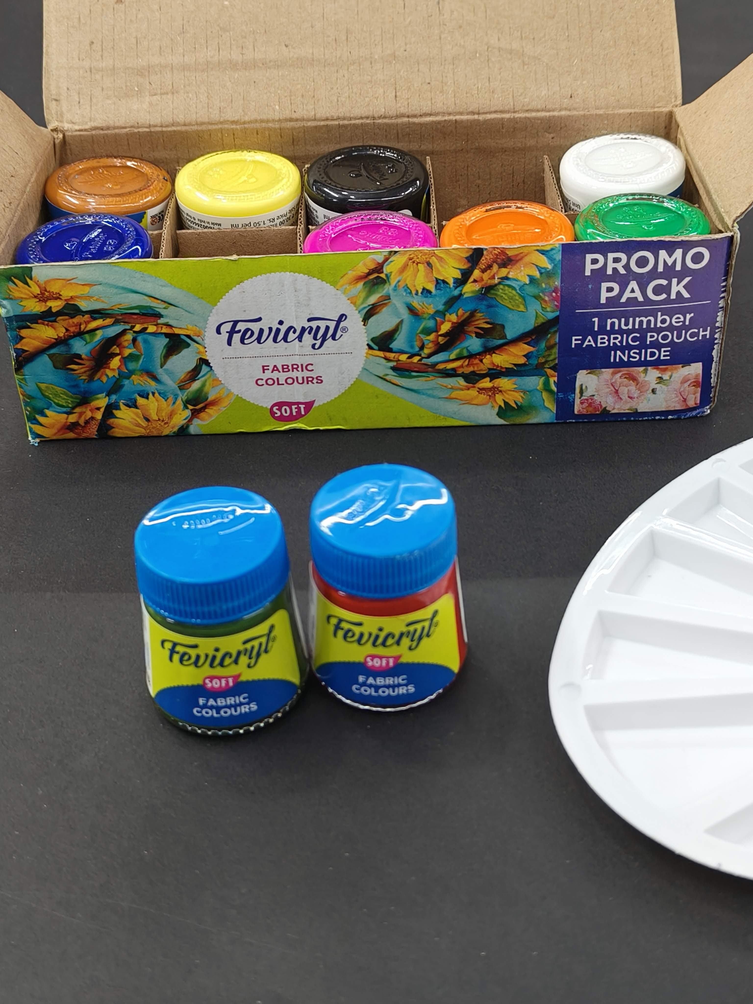 Pidilite Fevicryl Fabric Colour Kit- 20ml for Fabric Painting (10 X 20ml, Multicolour), Gift for artists, children, boys & girls