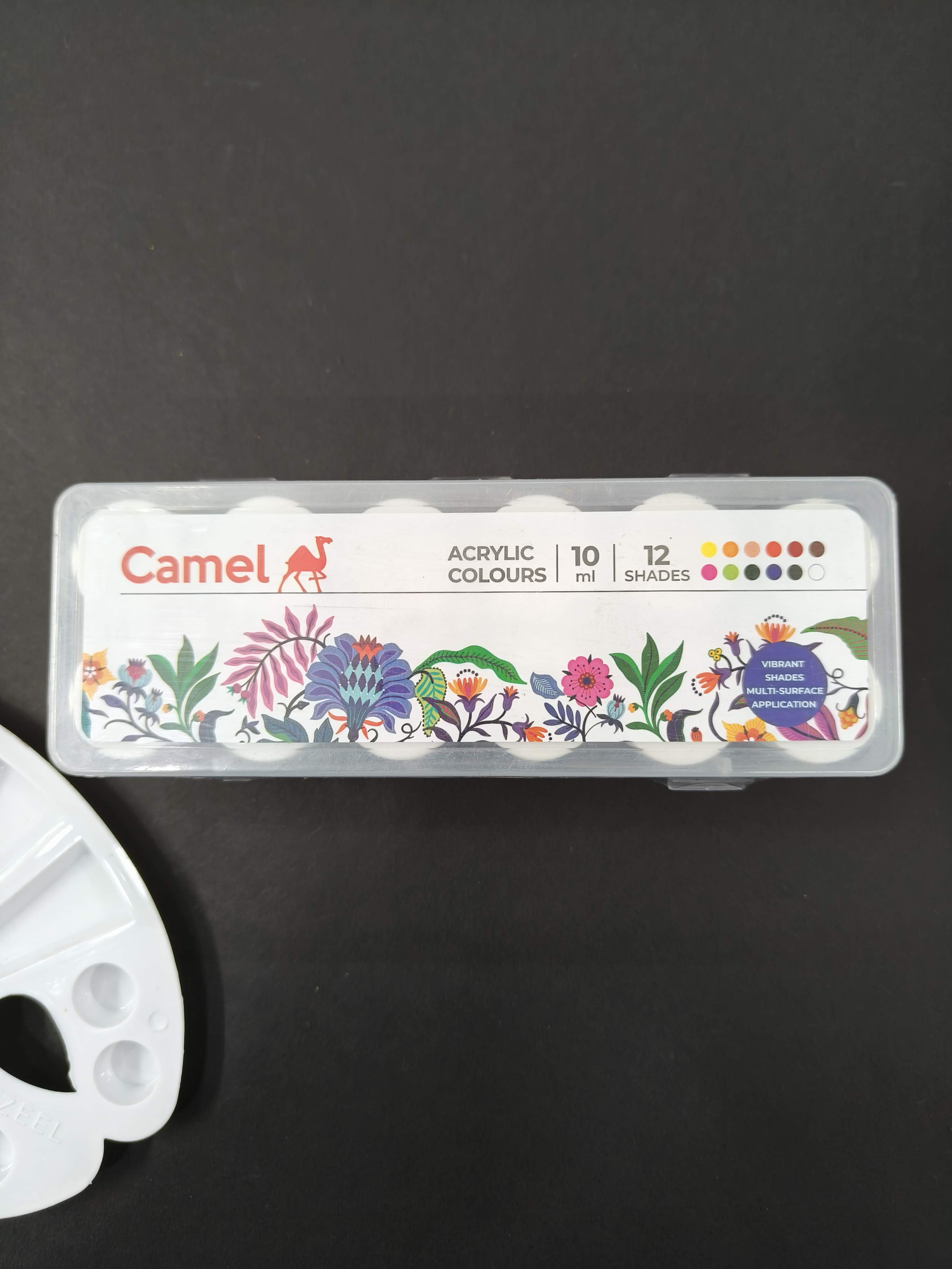 Camel Acrylic Ultra Colour – 12 Rich Shades (10ml each) | Multi-Surface DIY Paints | Vibrant & Permanent Colors | Suitable on Canvas, Wood, Fabric, Paper and Ceramics