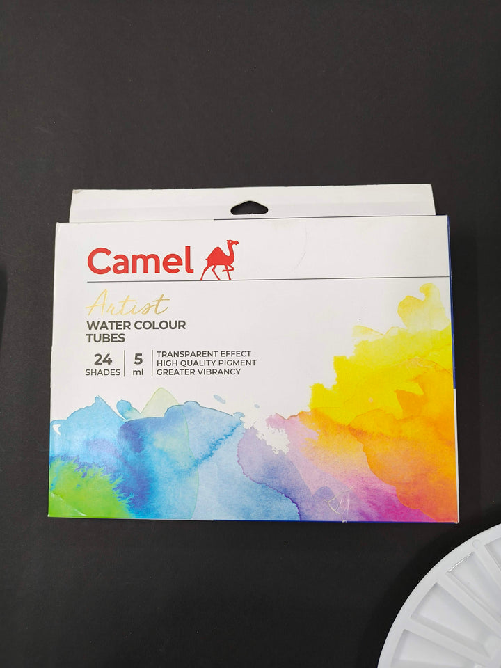 Camel Artist Watercolor Tube - 24 Shades (5ML Each) | Vibrant Pigments for Rich Colors | Quick-Drying & Easy Blending | Perfect for Portraits, Landscapes & Florals | Multisurface Use