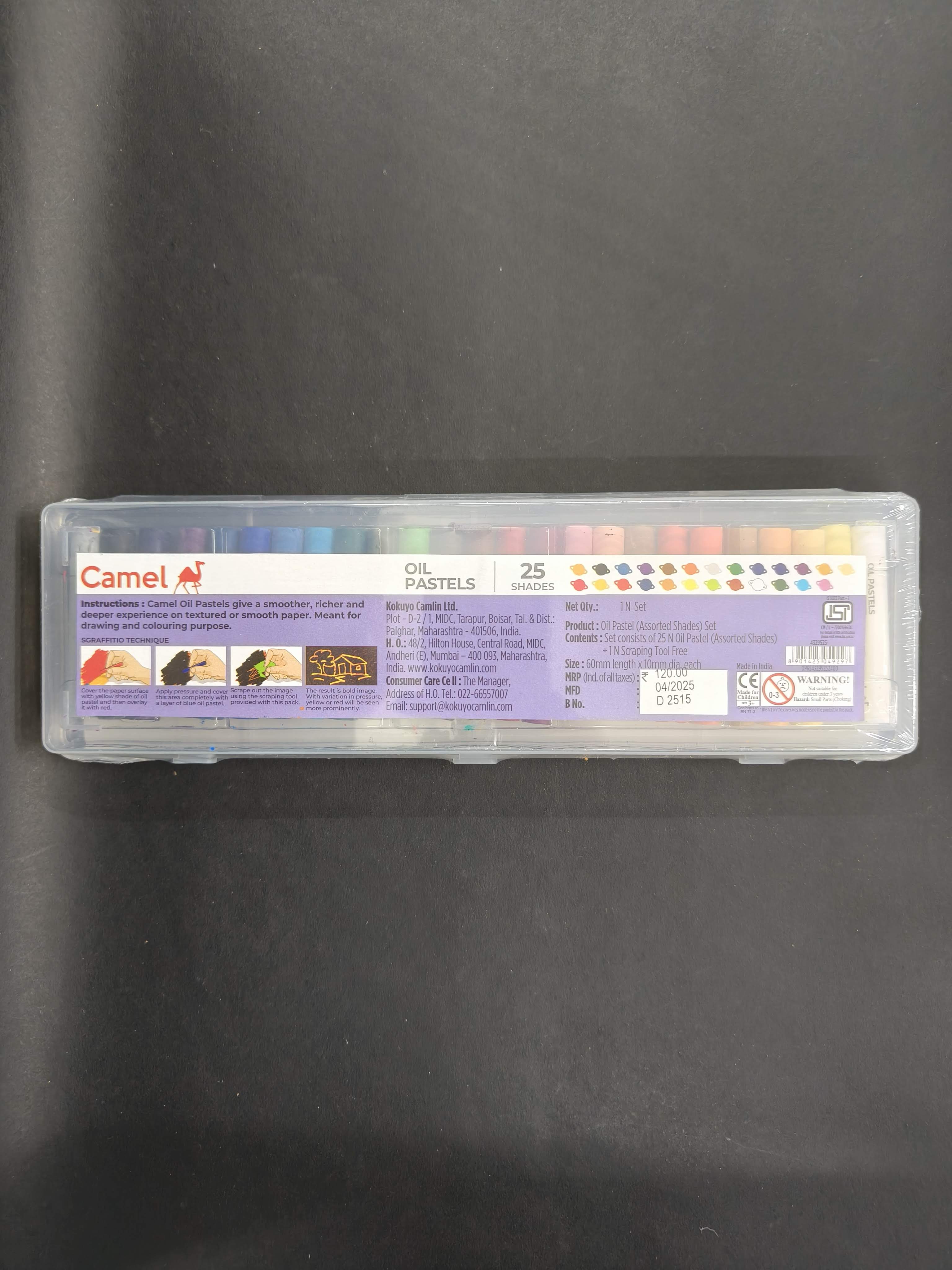 Camel Oil Pastel with Reusable Plastic Box - 25 Shades