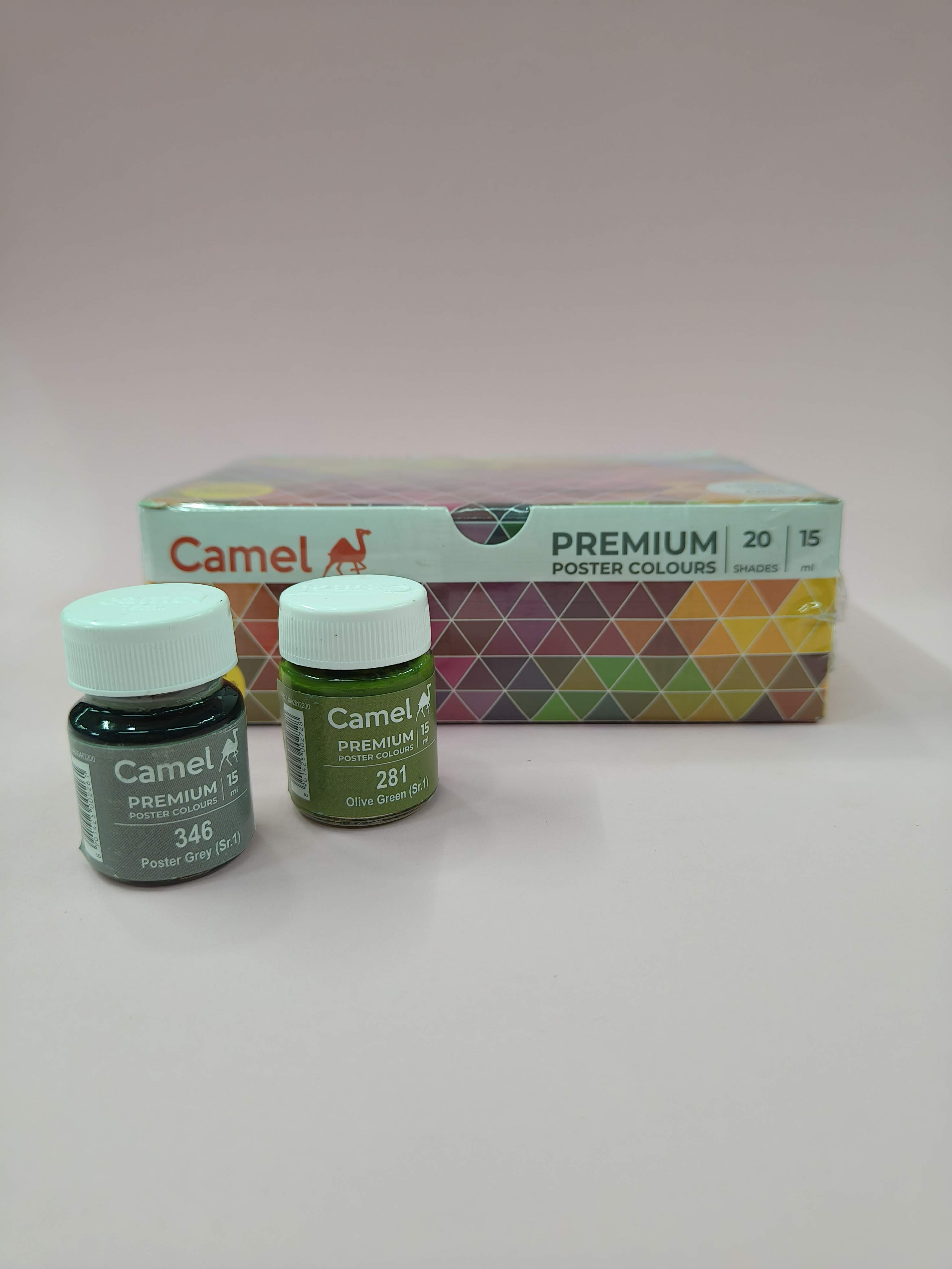 Camel Premium Poster Colour with Brush - 20 Shades (Multicolor)