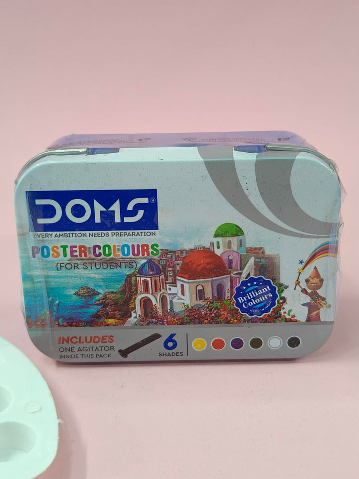 Doms 6 Shades Poster Colours | Rich & Vibrant Colors | Free Agigator Inside For Uniform Mixing | Non-Toxic & Safe For Childrens | Pack of 1