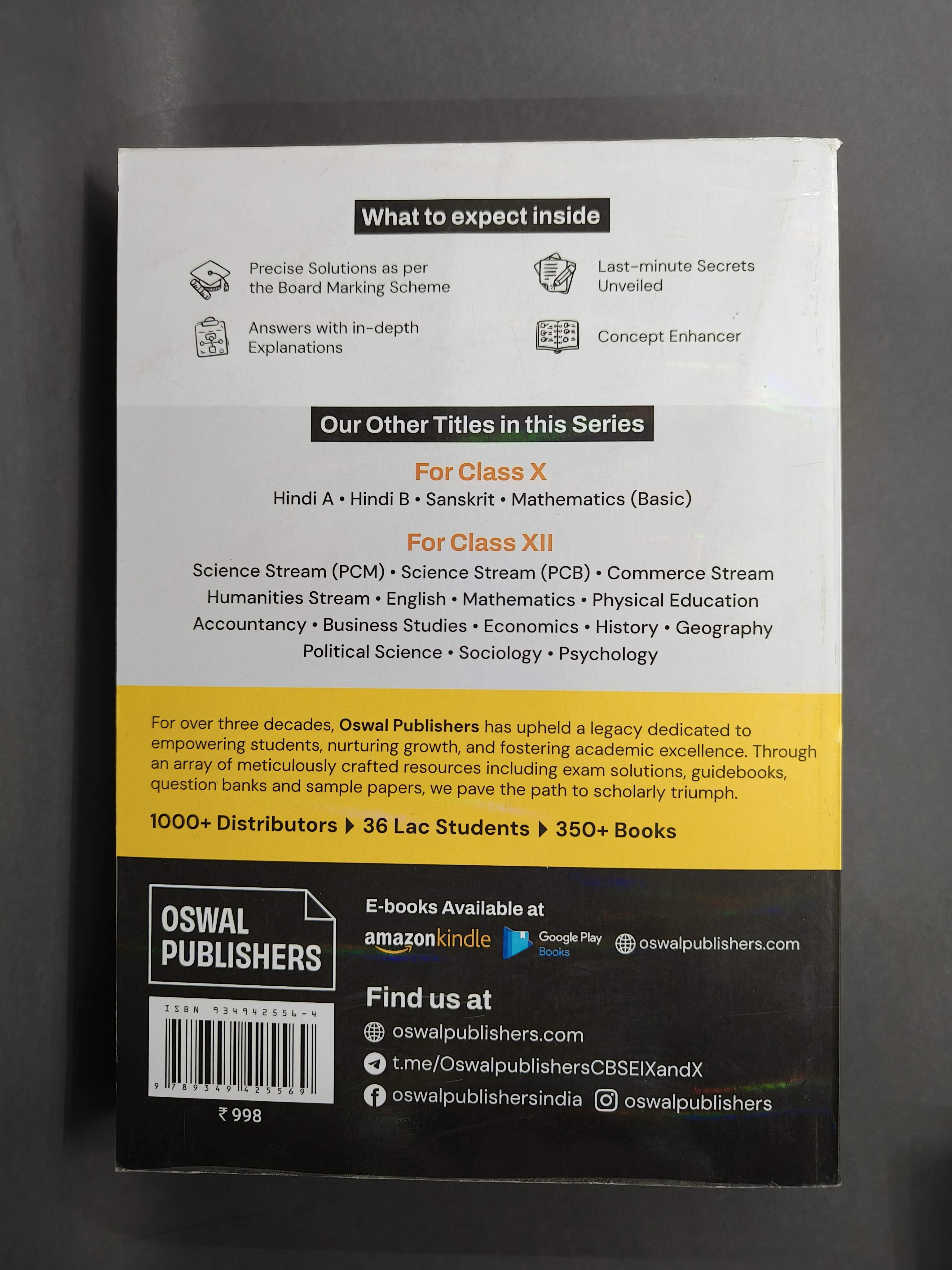 Gurukul By Oswal CBSE 10 Years Solved Papers Class 10 Exam 2026 - Yearwise Board Solutions of Math Standard, English, Science & Social Science (All Sets Delhi & Outside), Latest Syllabus