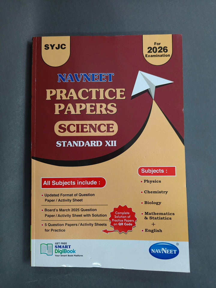 Science | Navneet Practice Paper for Std XII Science 2026 HSC Maharashtra State Board Examination (Goodluck) | 1 March 2025 Solved Papers & 5 Unsolved Papers