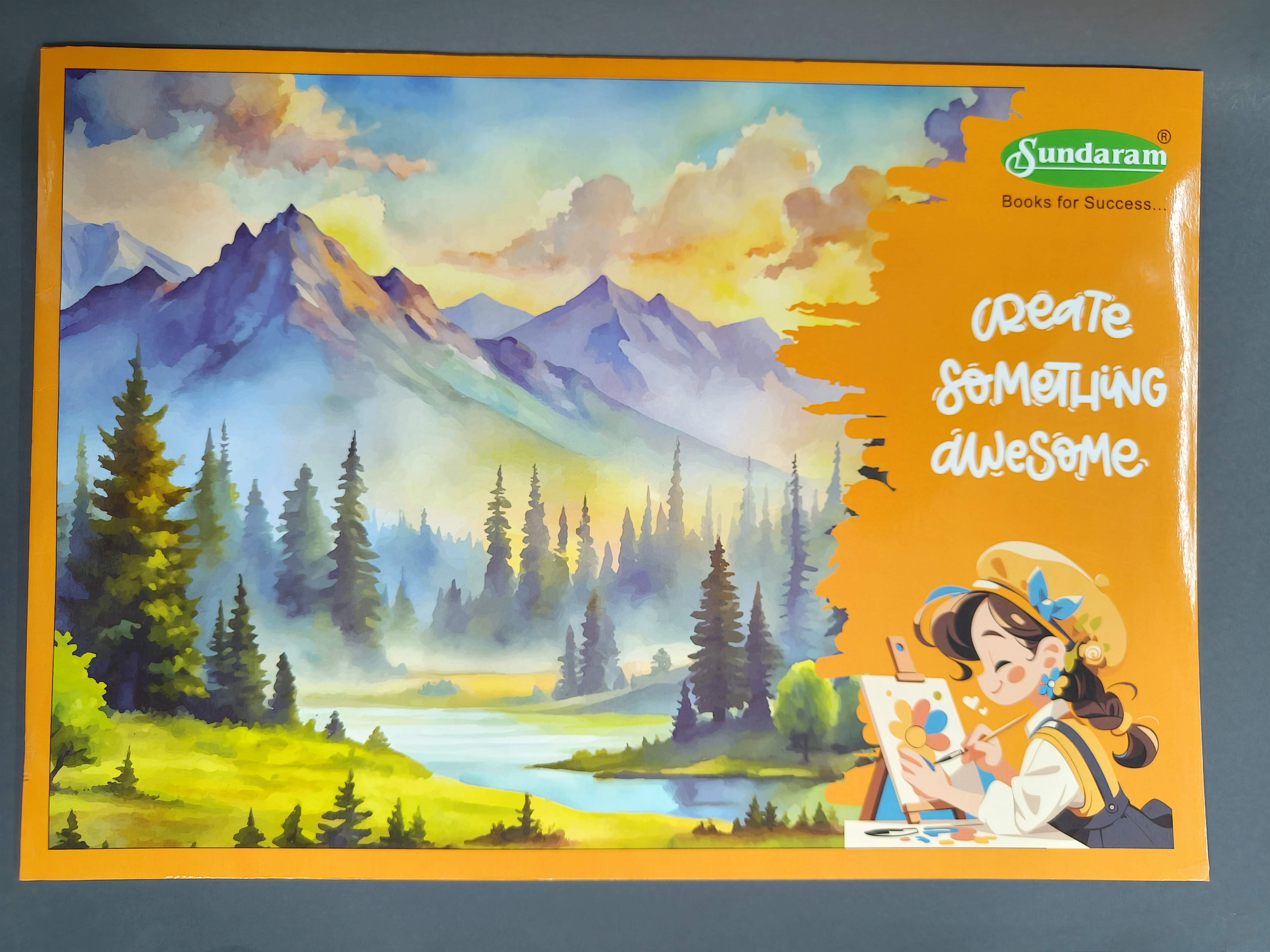 Sundaram | A3 Drawing Book -Orange | 36 Pages | 42 x 29.5 Cm | Softbound Cover | Colors and Designs May Vary
