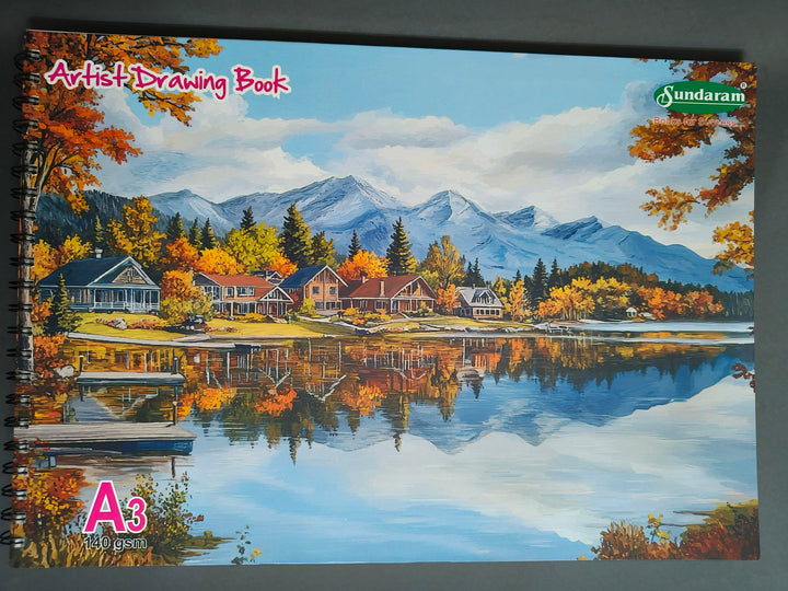 Sundaram | A3 Artist Drawing Book | 100 Pages | 42 x 29.5 Cm | Spiral-Bound Drawing Book for Artists | Superior Binding Strength | 140 GSM | Colors and Designs May Vary