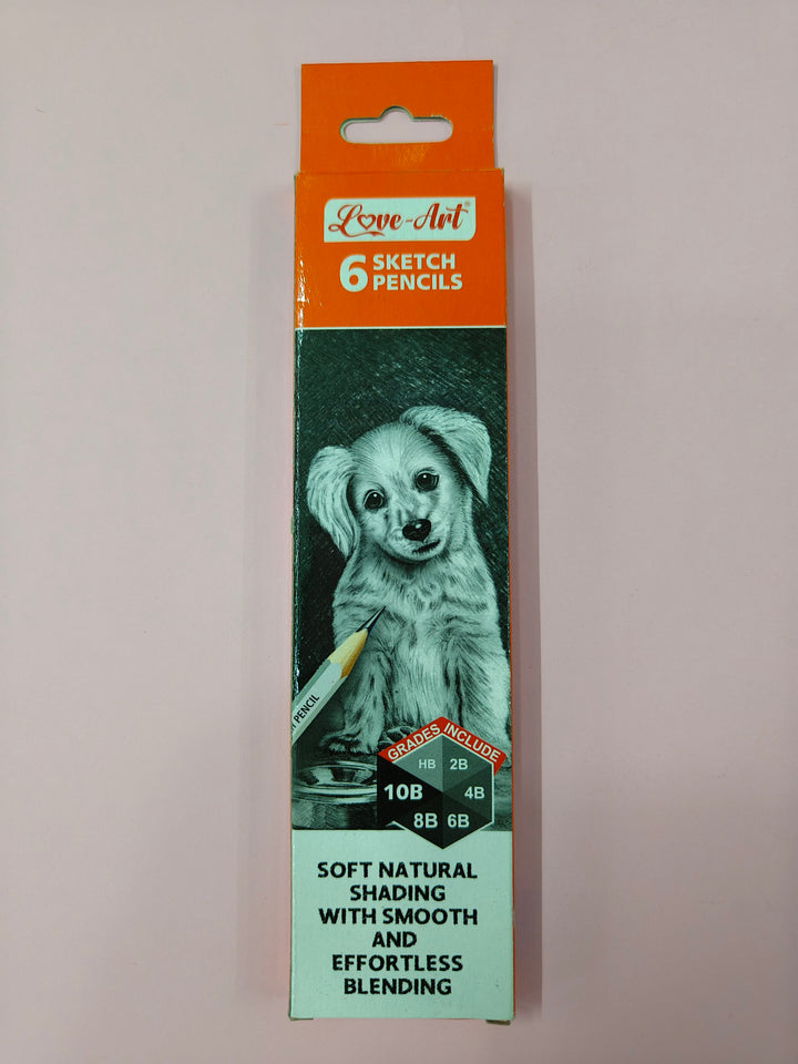 Artline Love Art Ultra Dark Sketch Pencil Set | Lightweight With Comfortable Grip | Pencil Set For Drawing, Shading | Safe Pencils For Children | Set Of 6 Sketch Pencil | Ink black